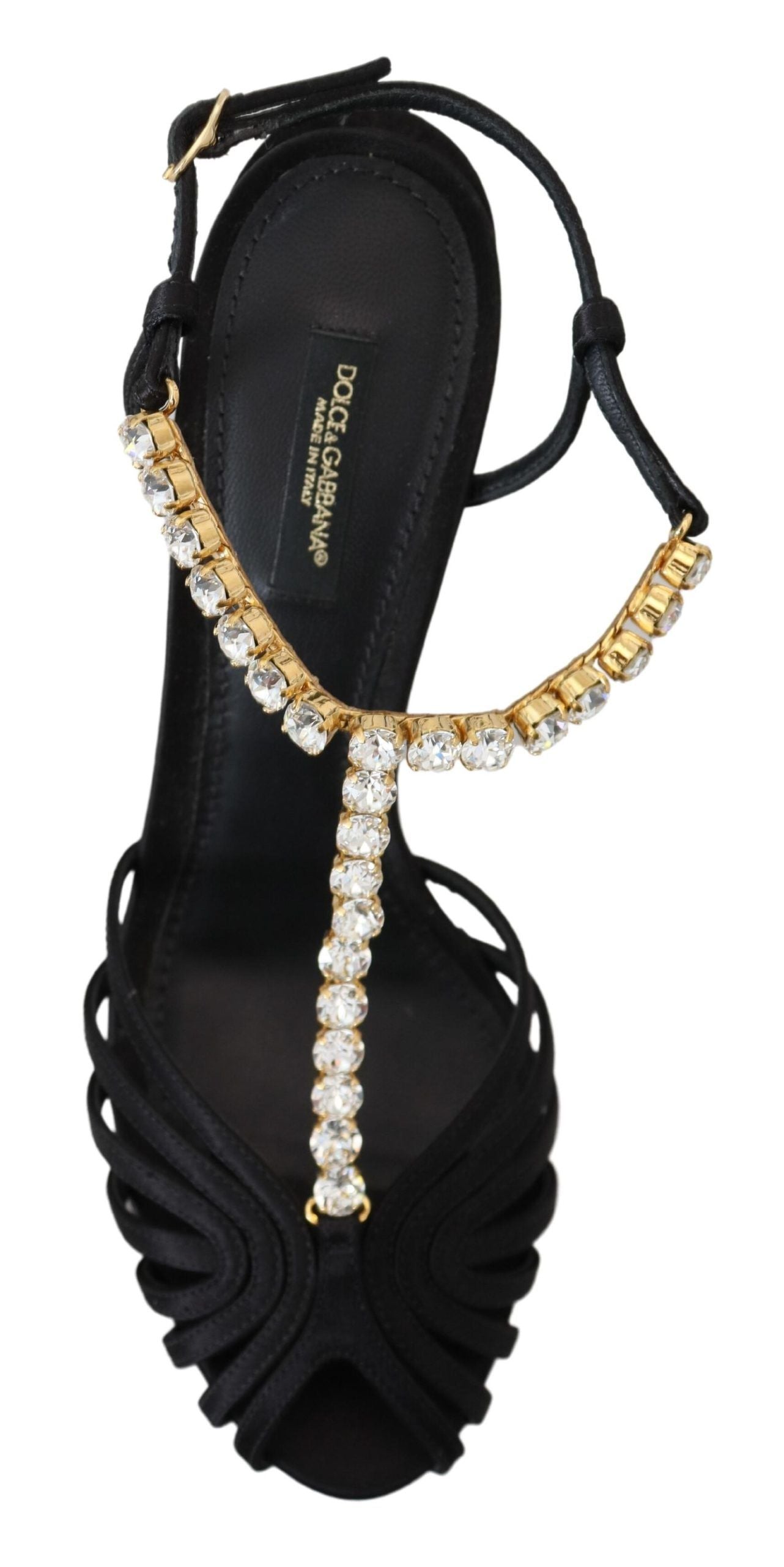 Dolce &amp; Gabbana - Escarpins élégants à brides en T en soie mélangée et cristaux