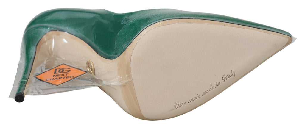Dolce &amp; Gabbana Smaragdgrüne Elegance Pumps aus Leder mit Absatz