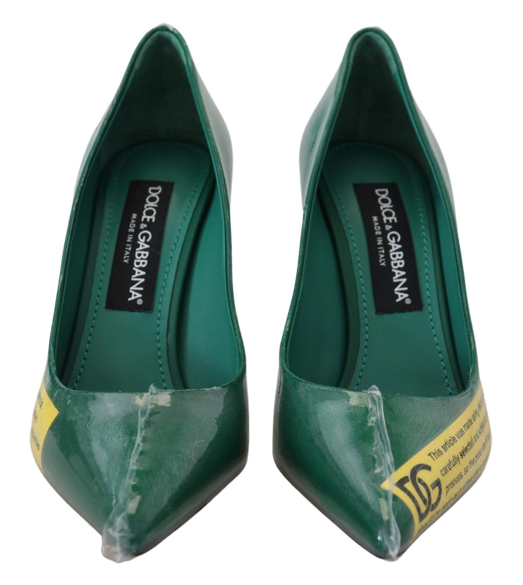 Dolce &amp; Gabbana Smaragdgrüne Elegance Pumps aus Leder mit Absatz