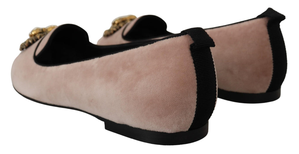 Mocassins élégants en velours rose Dolce &amp; Gabbana Devotion