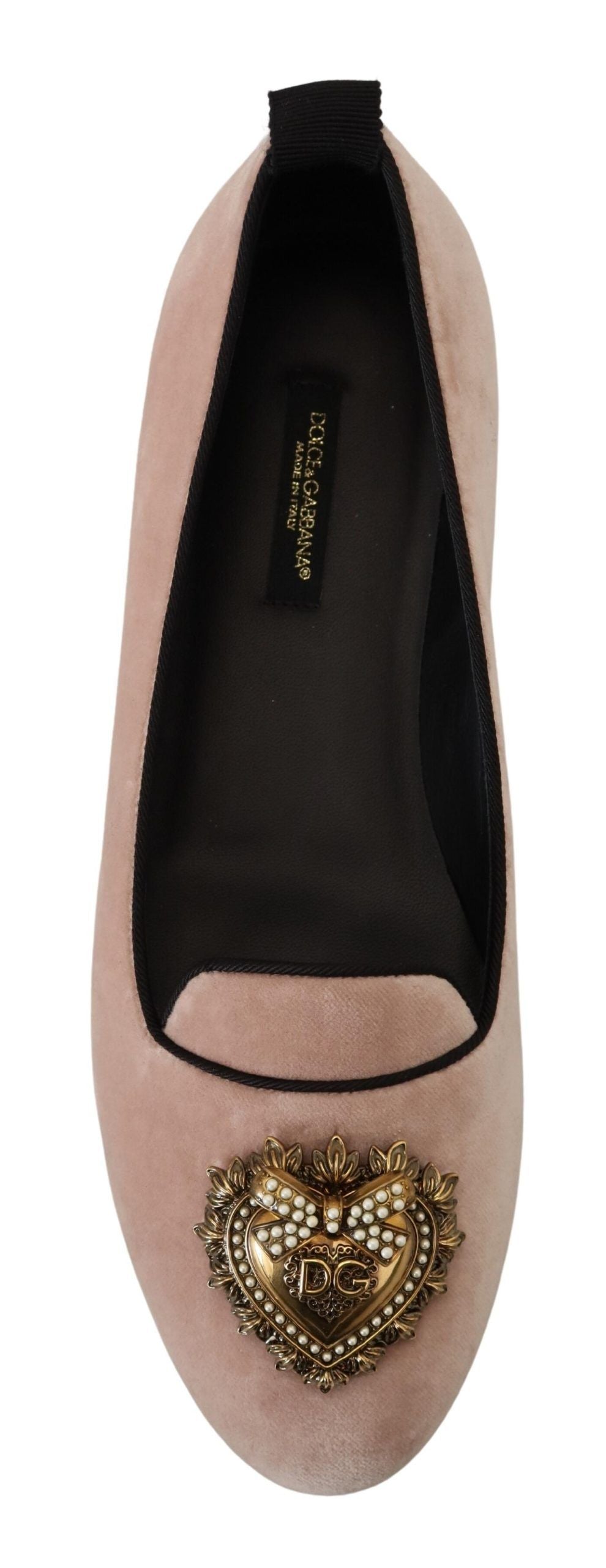 Mocassins élégants en velours rose Dolce &amp; Gabbana Devotion