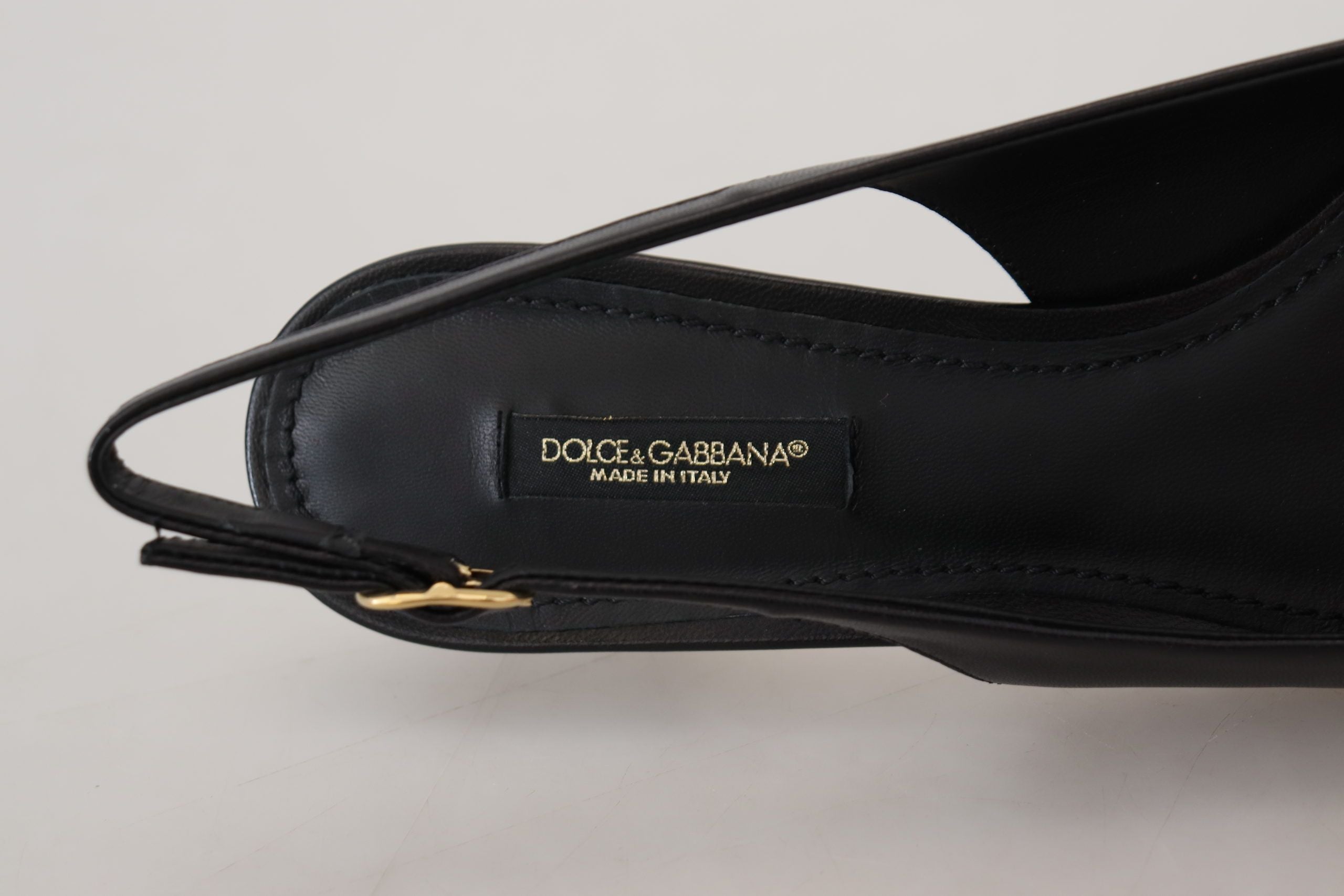 Dolce &amp; Gabbana Elegante schwarze Slingback-Pumps aus Leder