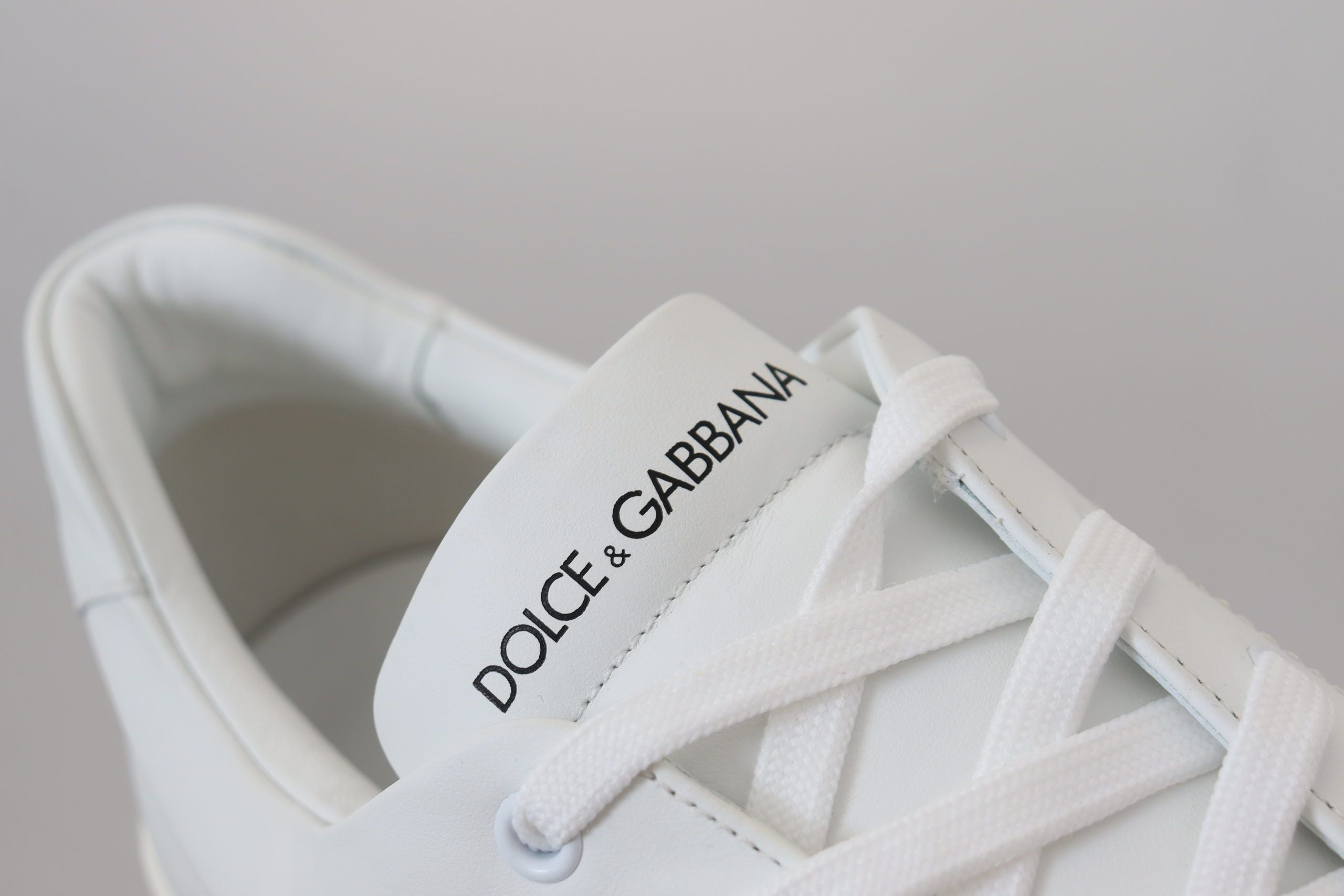 Dolce &amp; Gabbana Elegante weiße Leder Herren Sneakers