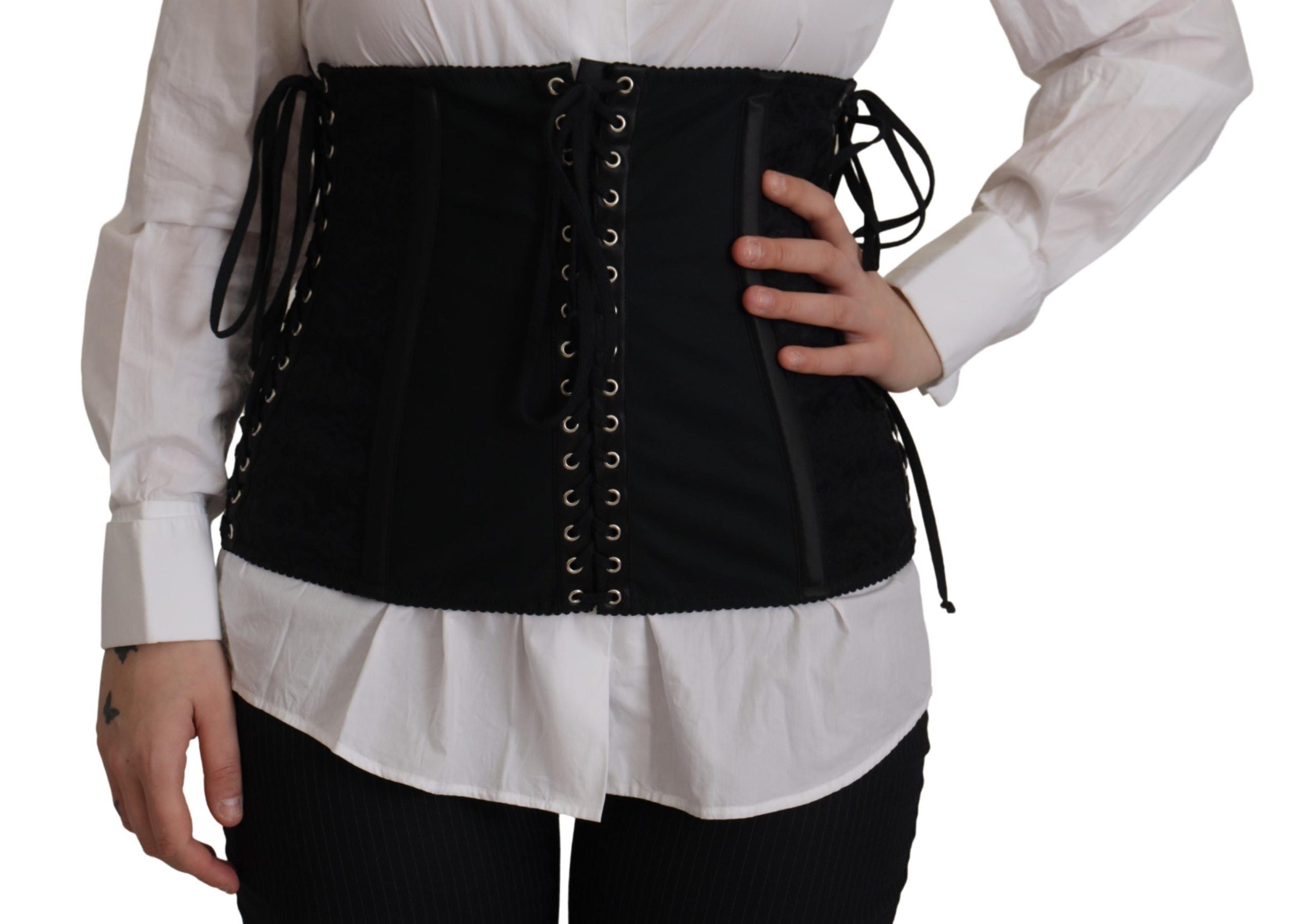Dolce &amp; Gabbana Elegantes schwarzes Korsett-Top mit Taillenträgern