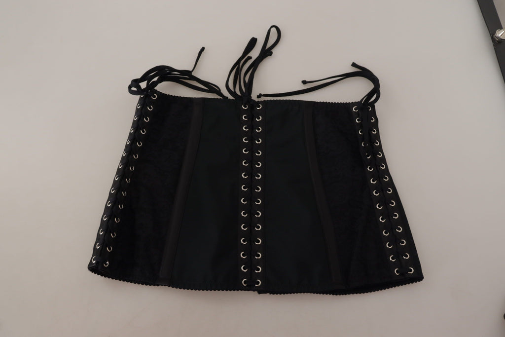 Dolce &amp; Gabbana Elegantes schwarzes Korsett-Top mit Taillenträgern