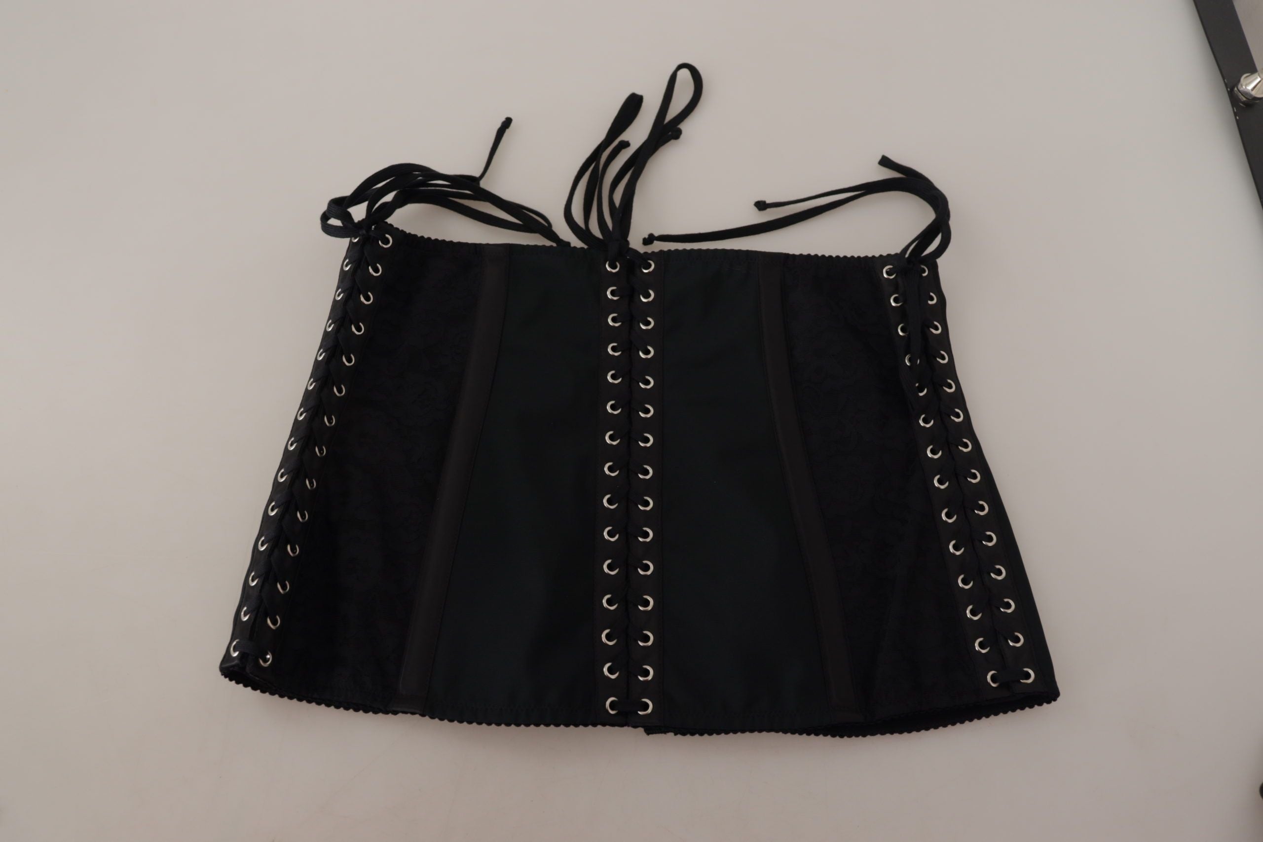 Dolce &amp; Gabbana Elegantes schwarzes Korsett-Top mit Taillenträgern