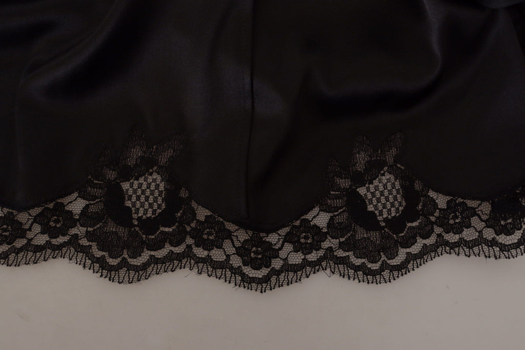 Dolce &amp; Gabbana – Elegantes schwarzes A-Linien-Kleid mit V-Ausschnitt