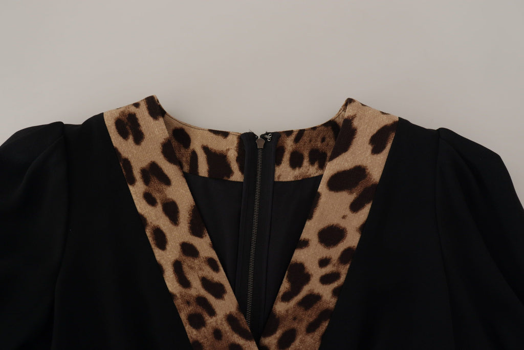 Dolce &amp; Gabbana – Elegantes schwarzes A-Linien-Kleid mit V-Ausschnitt