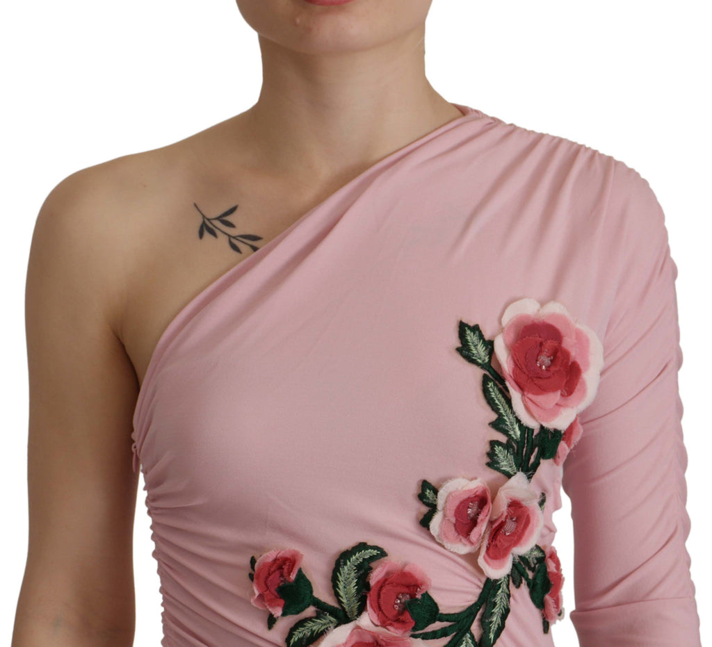 Dolce &amp; Gabbana Elegantes rosafarbenes, figurbetontes One-Shoulder-Kleid