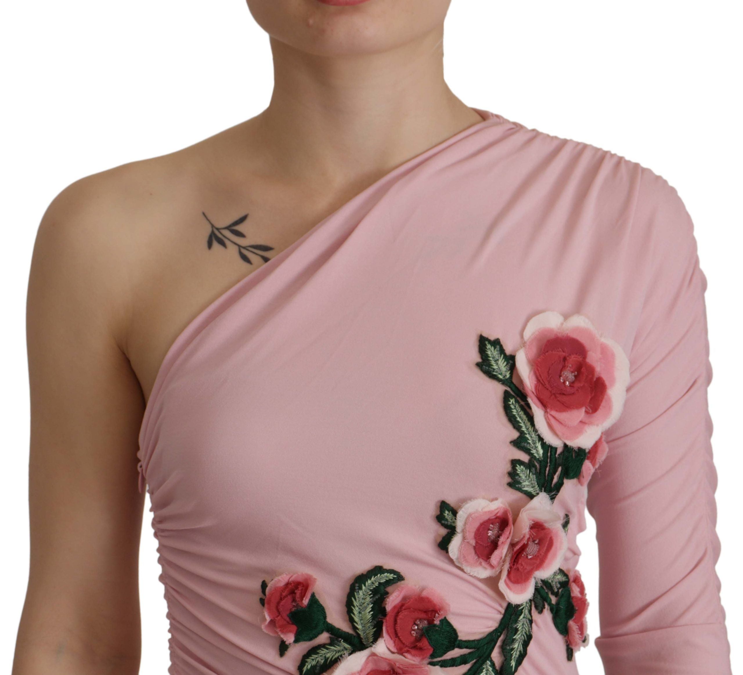Dolce &amp; Gabbana Elegantes rosafarbenes, figurbetontes One-Shoulder-Kleid