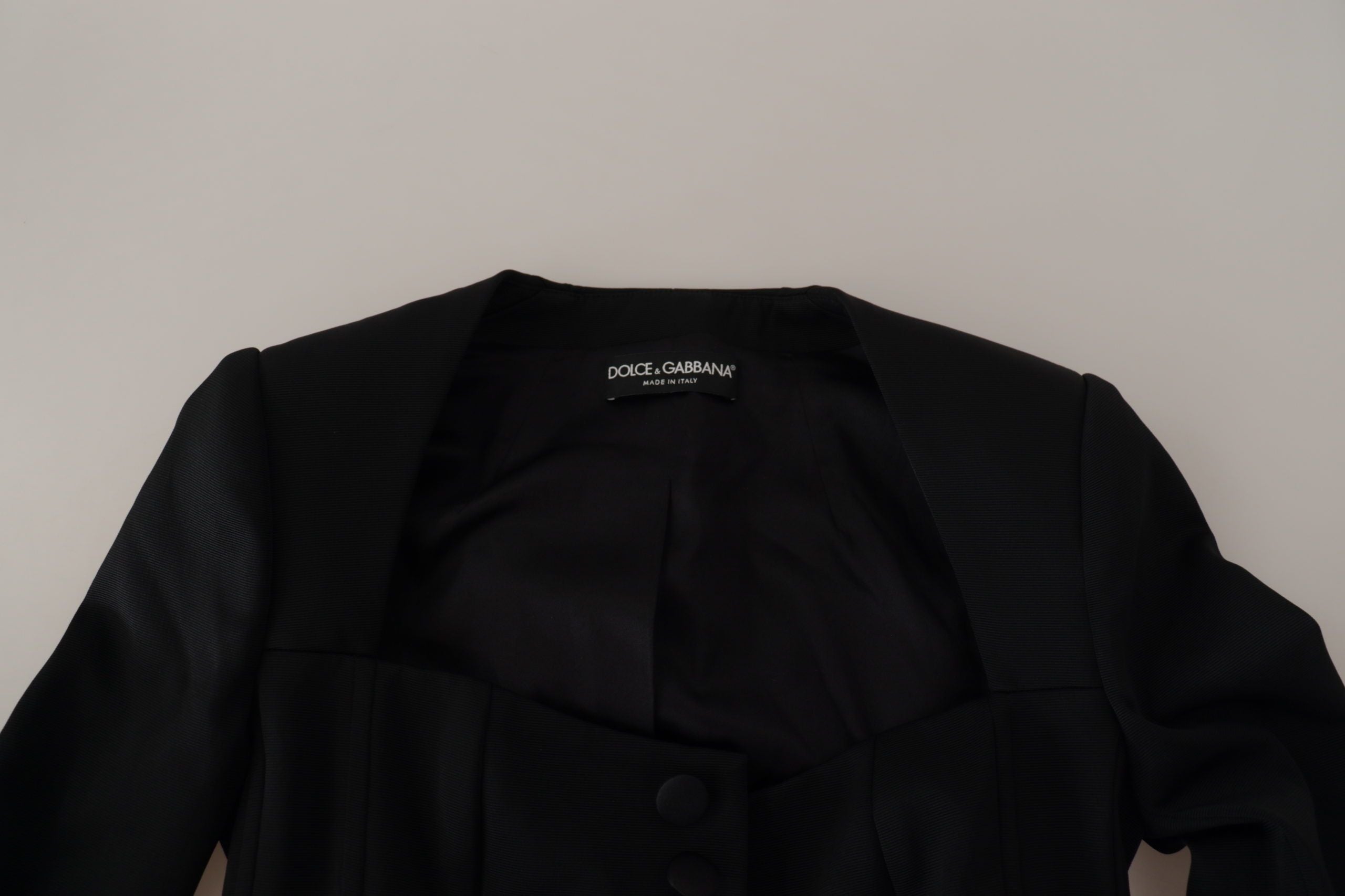Dolce &amp; Gabbana - Veste noire élégante à boutons-pression avec doublure en soie