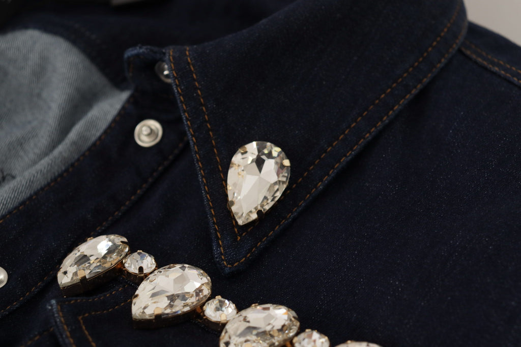 Dolce &amp; Gabbana Elegante Jeansjacke mit Kristallverzierung