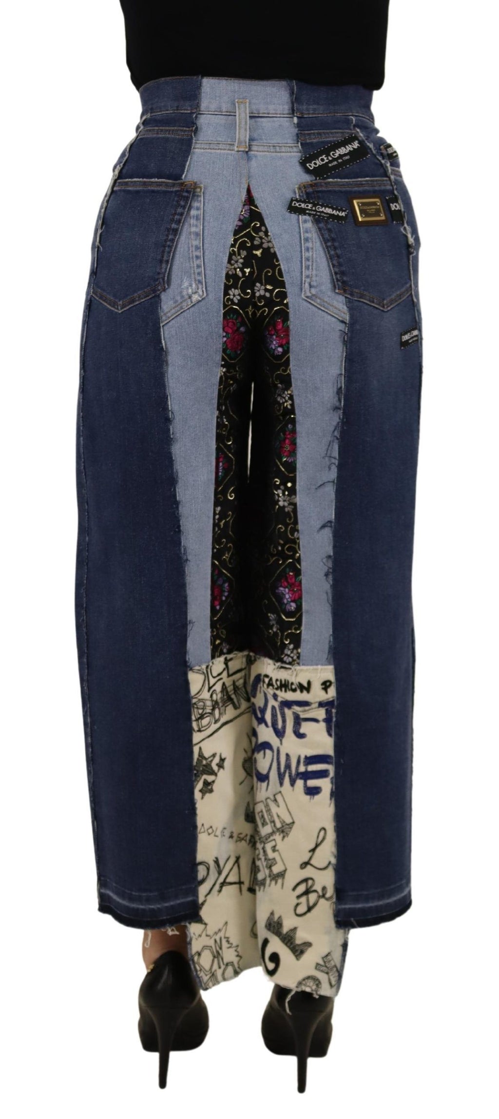 Jean large multicolore taille haute Dolce &amp; Gabbana