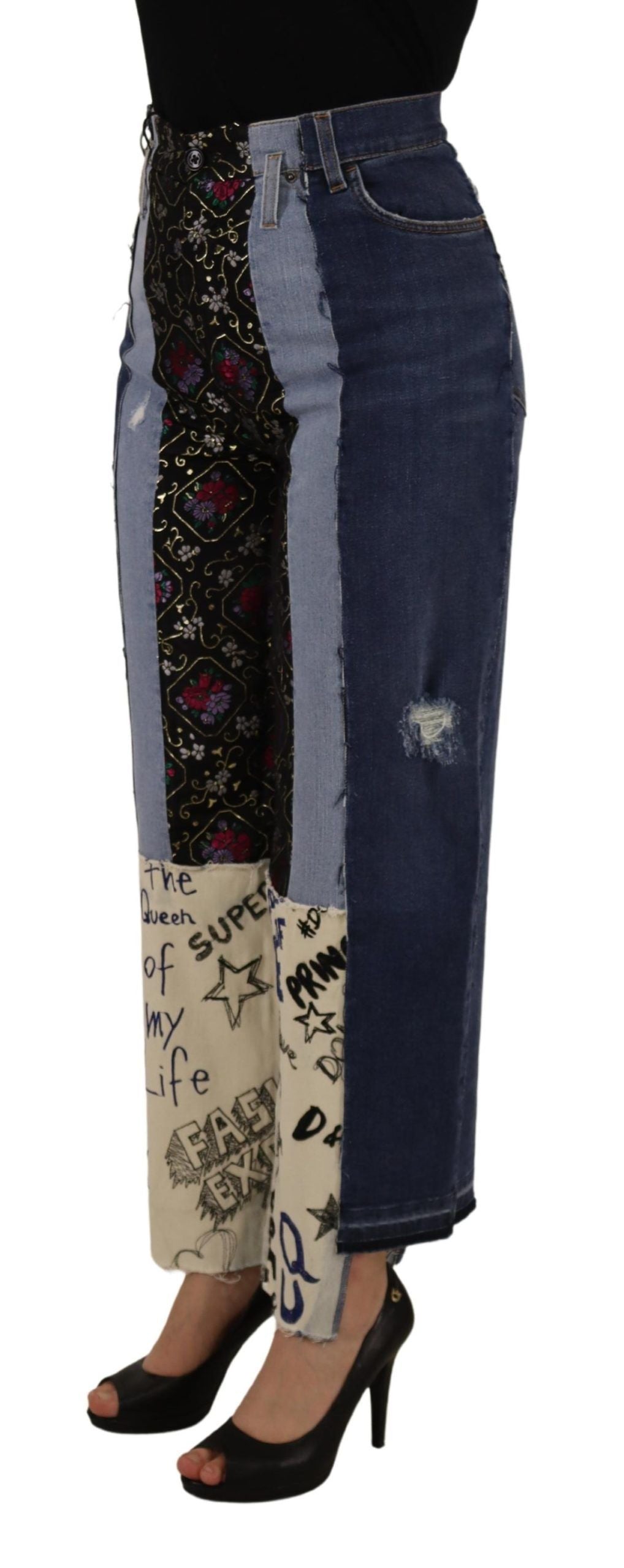 Jean large multicolore taille haute Dolce &amp; Gabbana