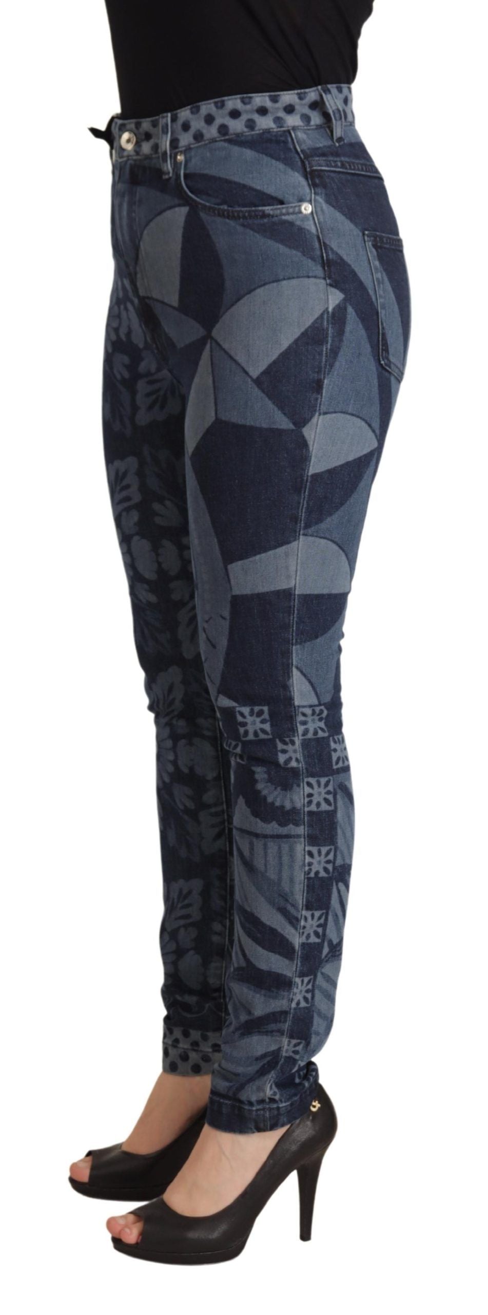 Jean skinny taille haute à fleurs élégant Dolce &amp; Gabbana