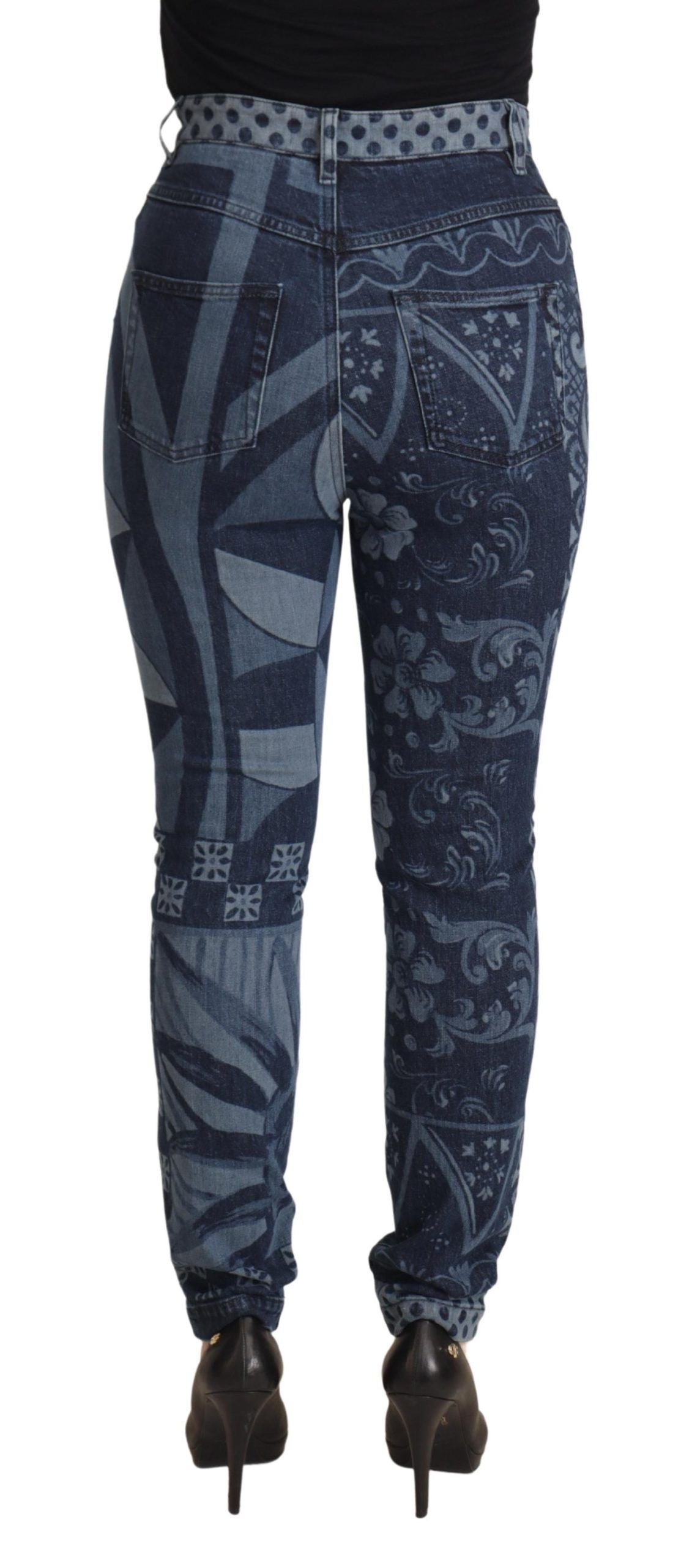 Jean skinny taille haute à fleurs élégant Dolce &amp; Gabbana