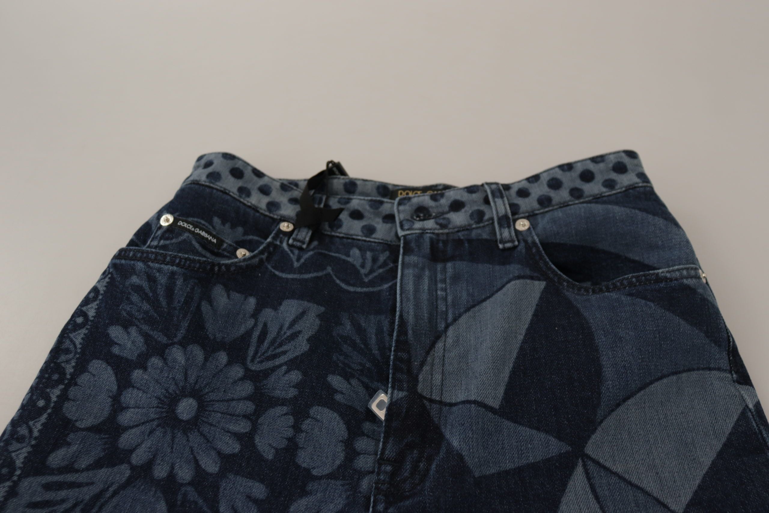 Jean skinny taille haute à fleurs élégant Dolce &amp; Gabbana