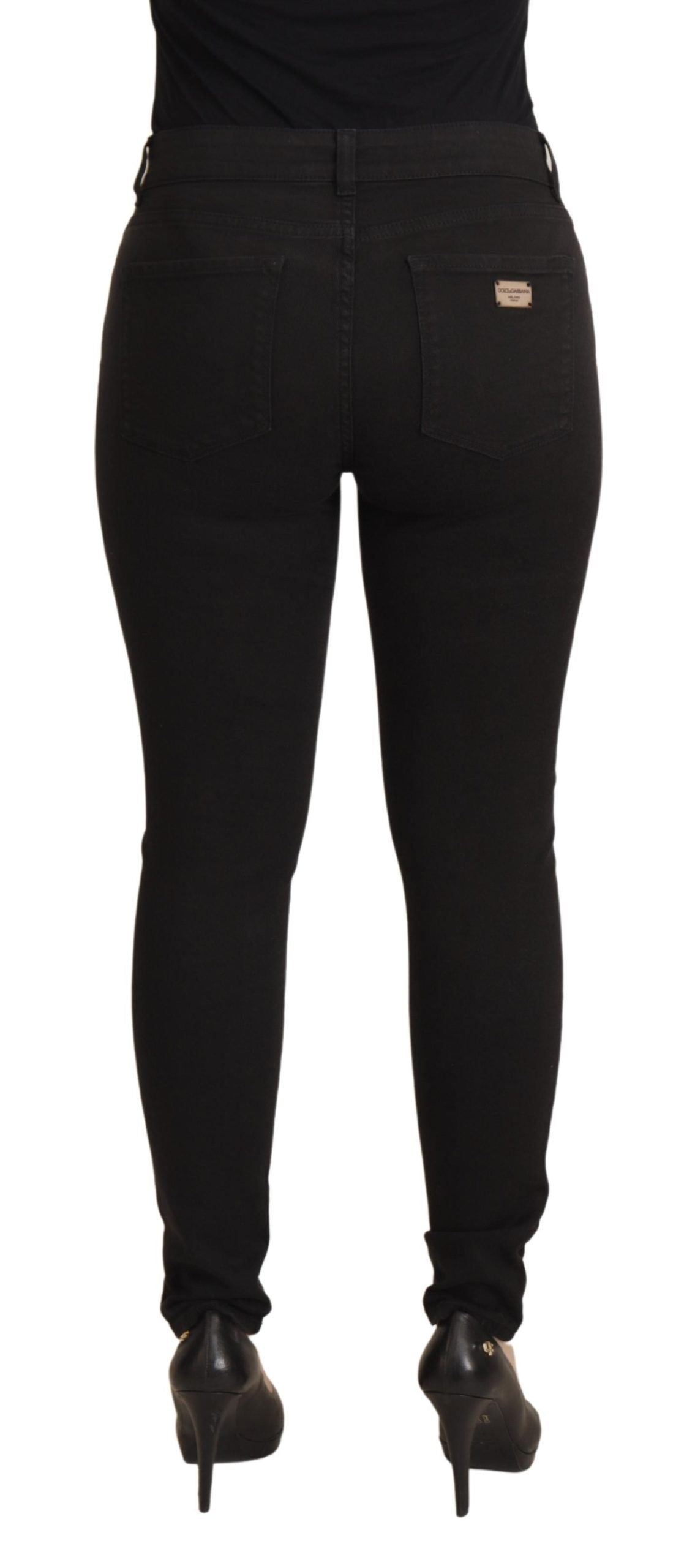 Dolce &amp; Gabbana – Elegante, schwarze Skinny-Jeans aus Baumwollstretch