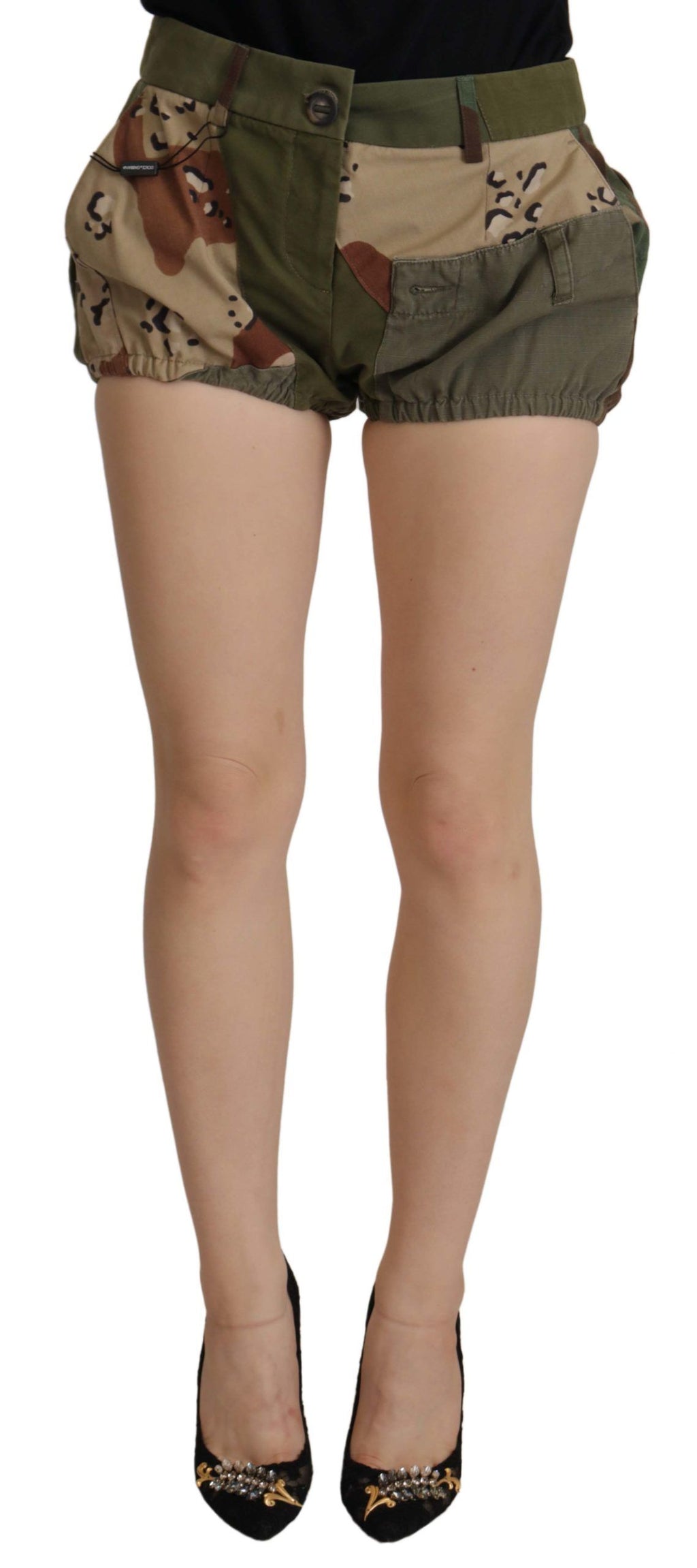 Dolce &amp; Gabbana – Hotpants mit hoher Taille in Armeegrün