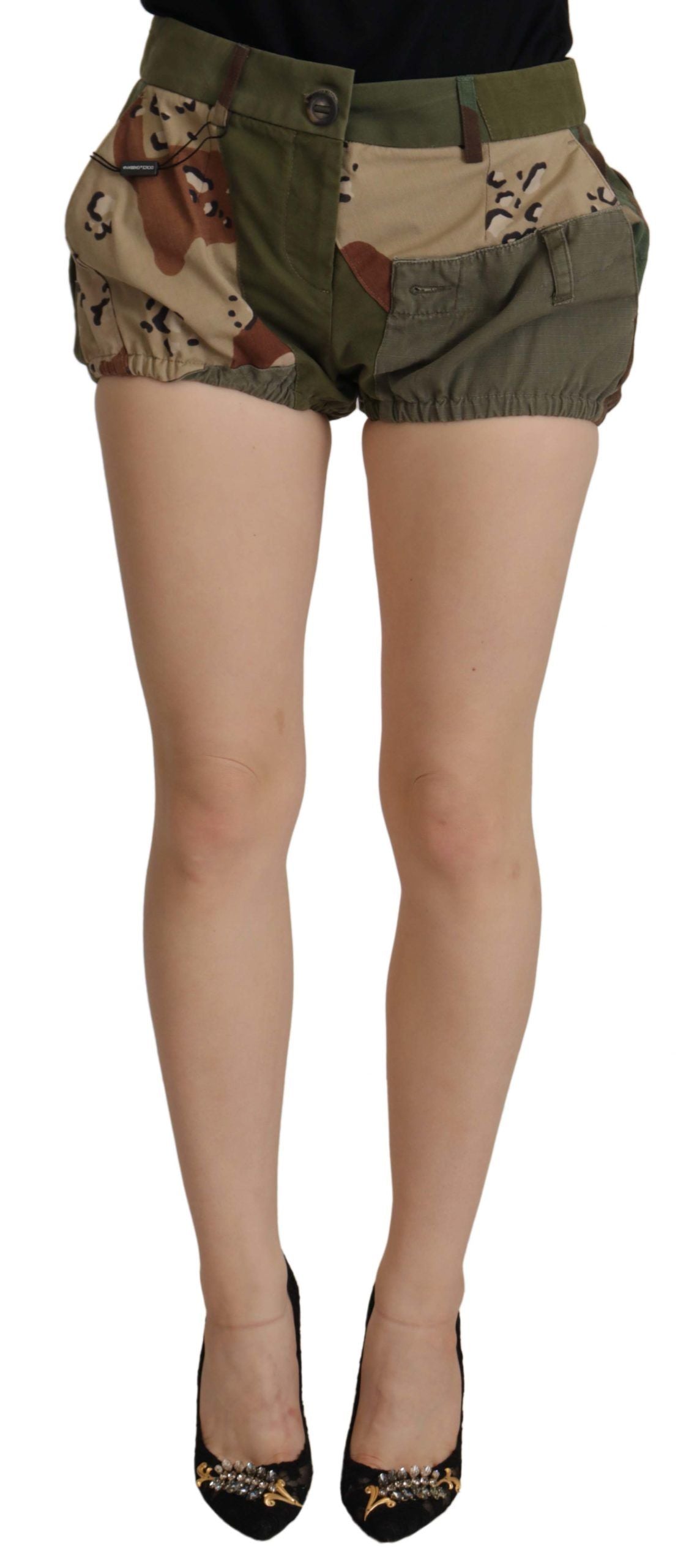 Dolce &amp; Gabbana – Hotpants mit hoher Taille in Armeegrün