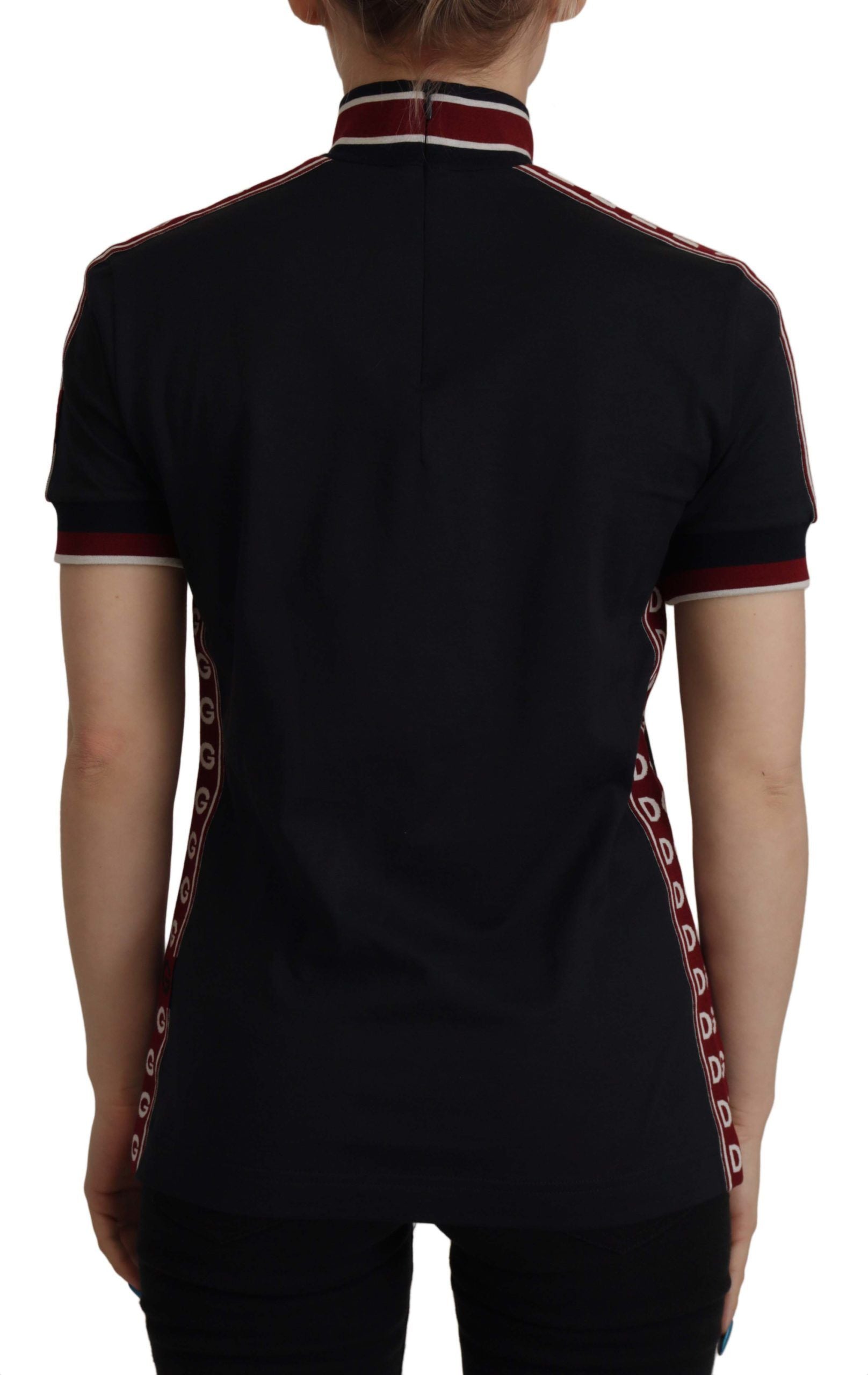 Dolce &amp; Gabbana Elegantes schwarzes Rollkragen-Baumwoll-T-Shirt