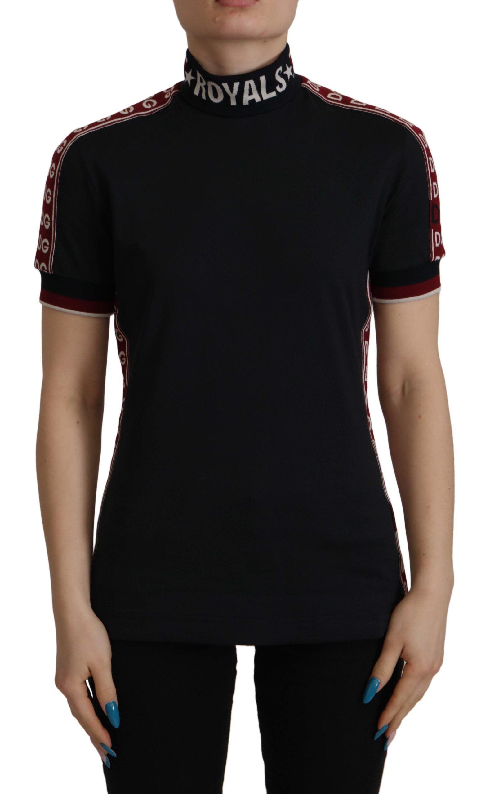 Dolce &amp; Gabbana Elegantes schwarzes Rollkragen-Baumwoll-T-Shirt