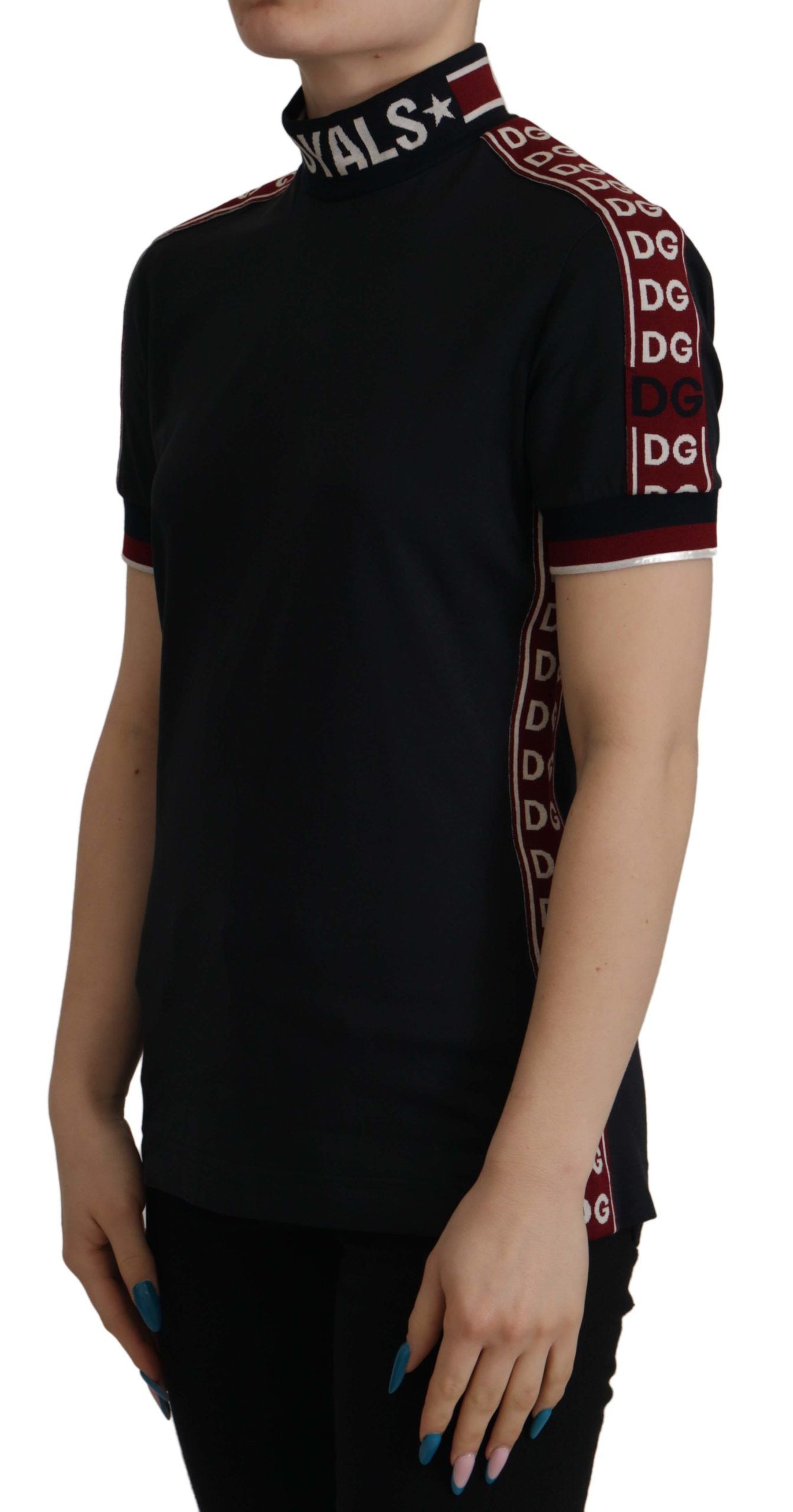 Dolce &amp; Gabbana Elegantes schwarzes Rollkragen-Baumwoll-T-Shirt