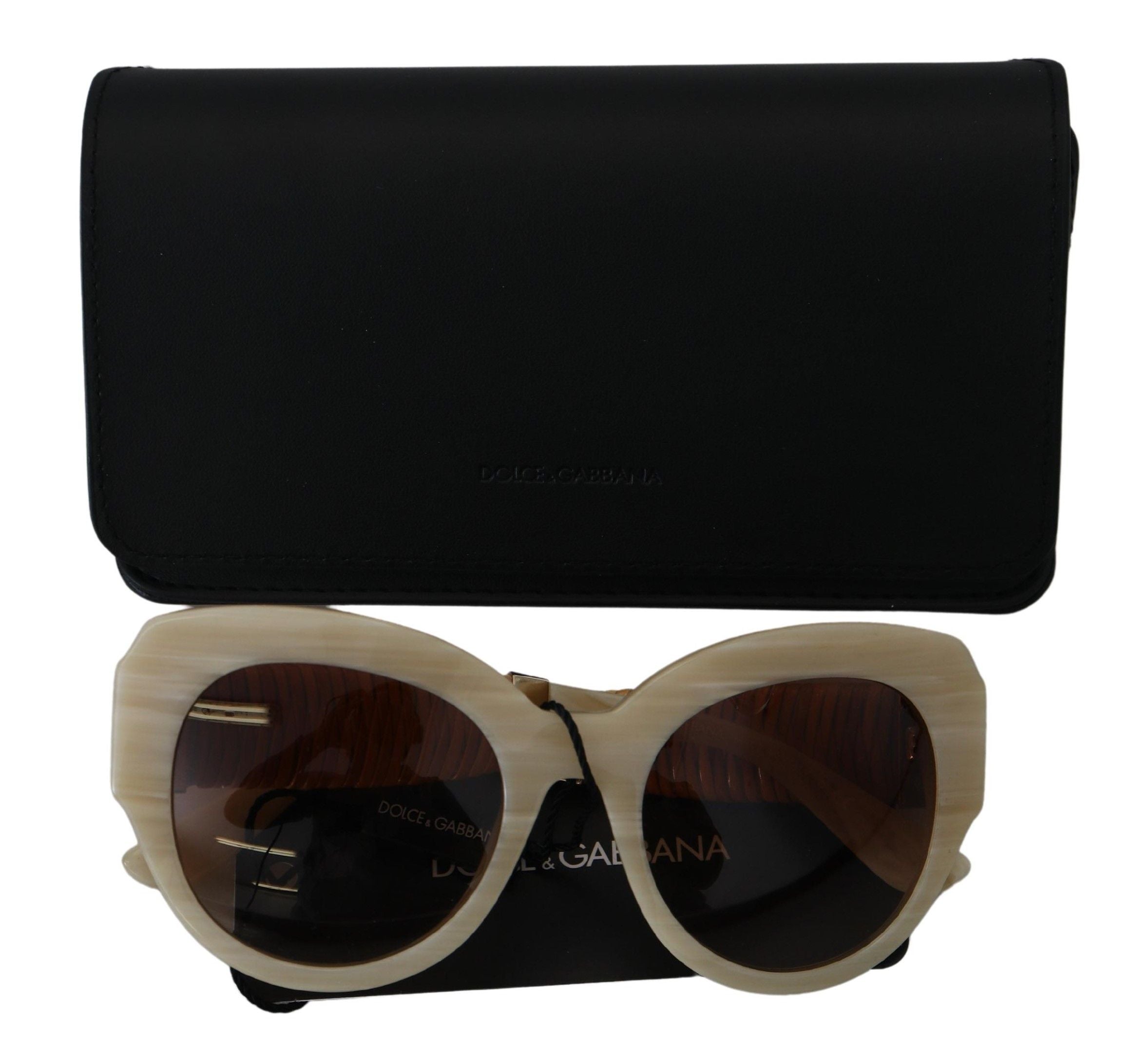 Dolce &amp; Gabbana Beige Chic Acetat Damen-Sonnenbrille