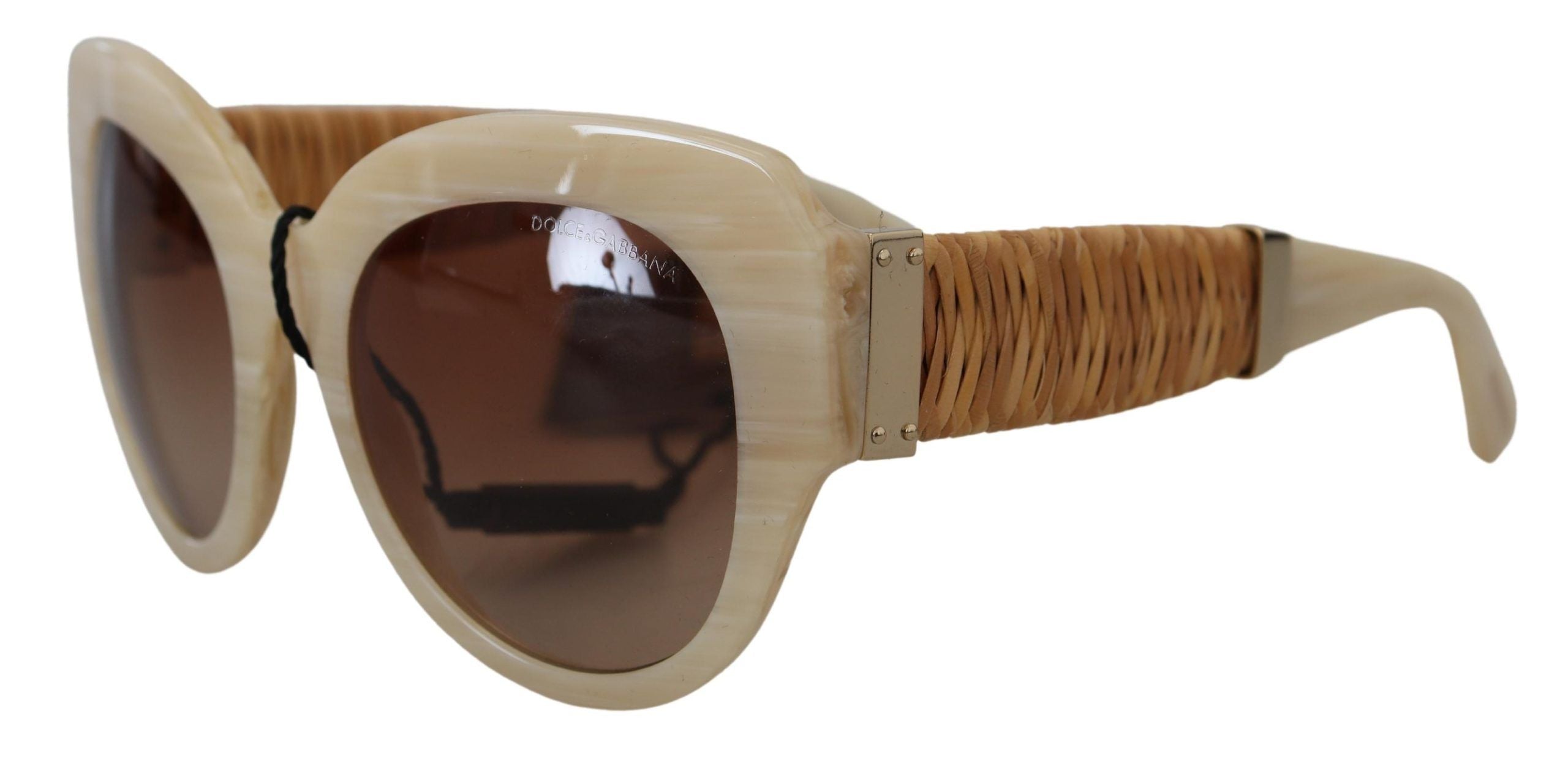 Dolce &amp; Gabbana Beige Chic Acetat Damen-Sonnenbrille
