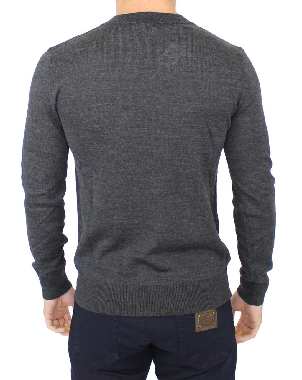 Pull en laine mélangée gris chic à col en V Ermanno Scervino
