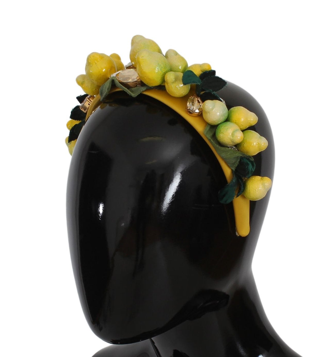Dolce &amp; Gabbana Exquis Serre-tête en soie et cristal citronné