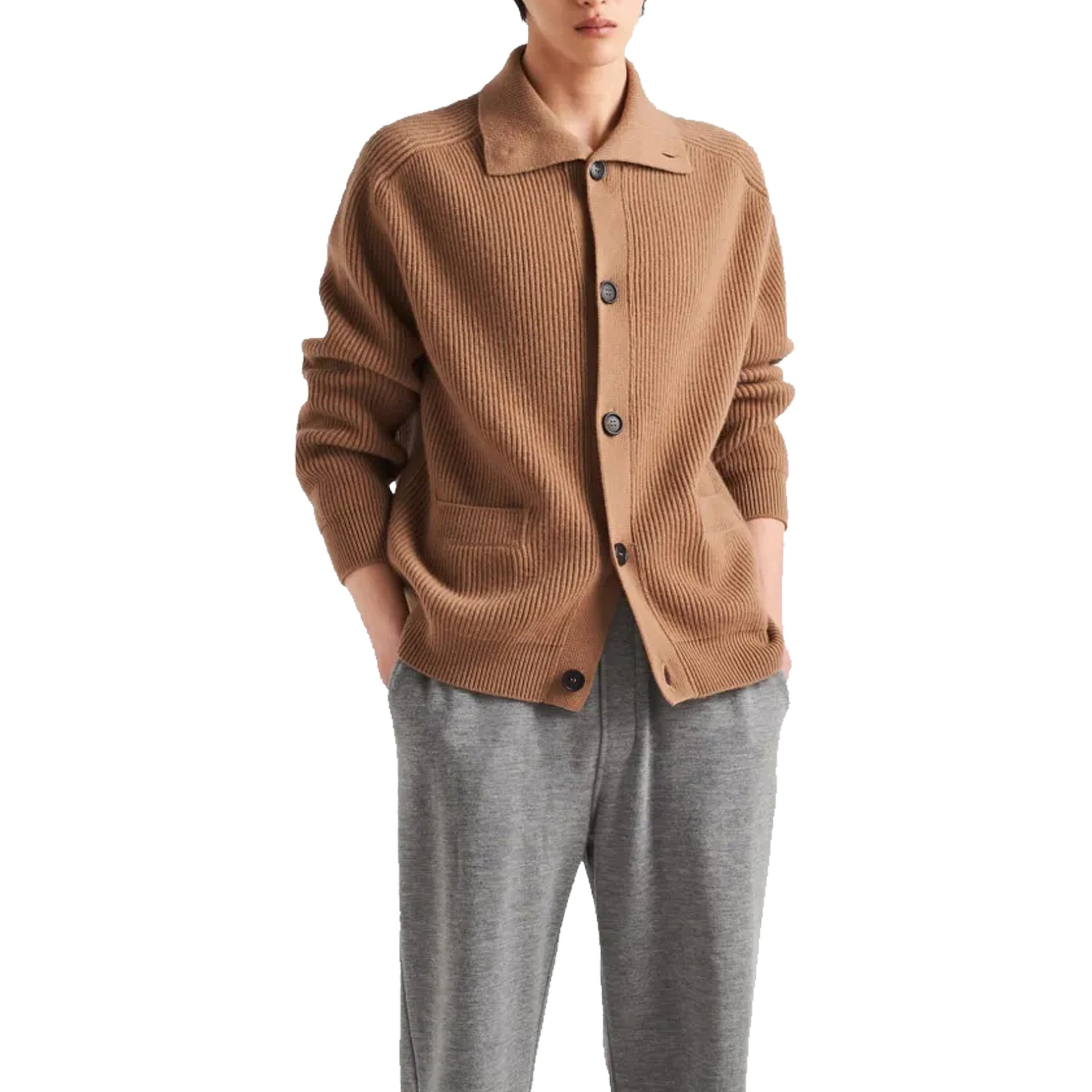 Prada Ribbed Knit Cashmere Cardigan