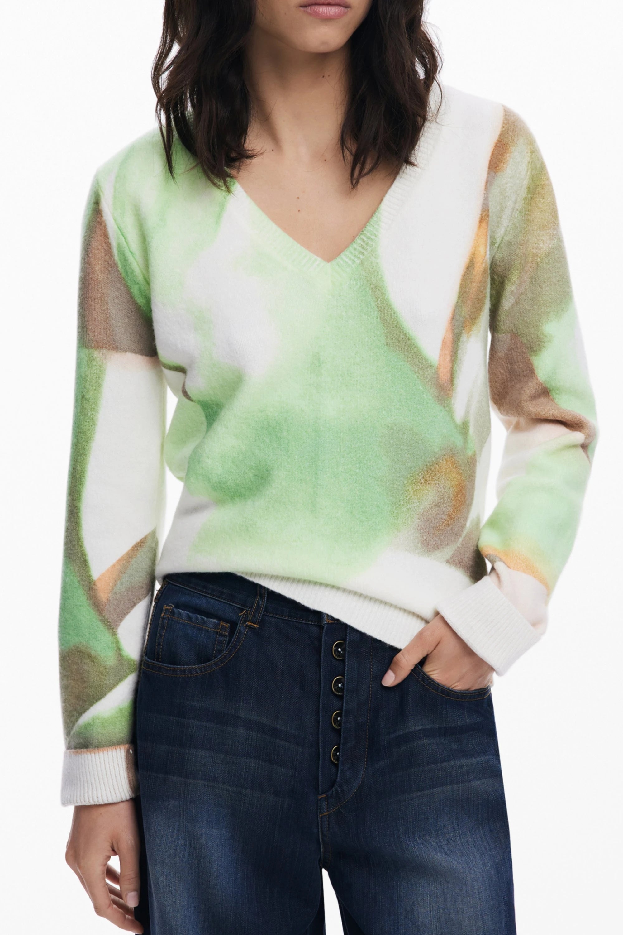 DESIGUAL WOMEN&#39;S GREEN SWEATER