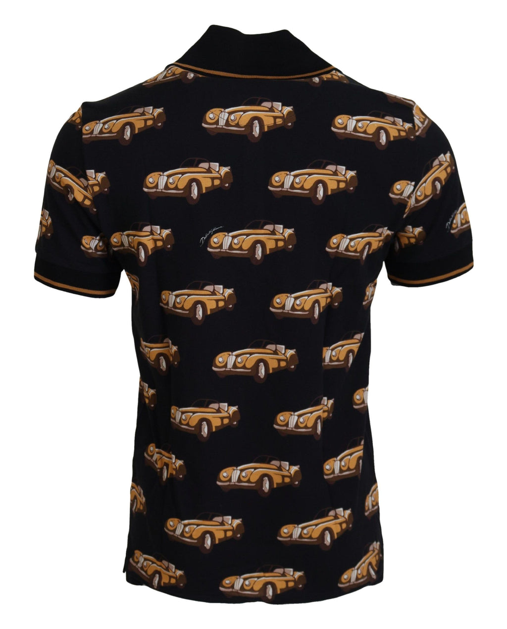 Dolce &amp; Gabbana – Elegantes Polo-T-Shirt mit Auto-Print in Schwarz