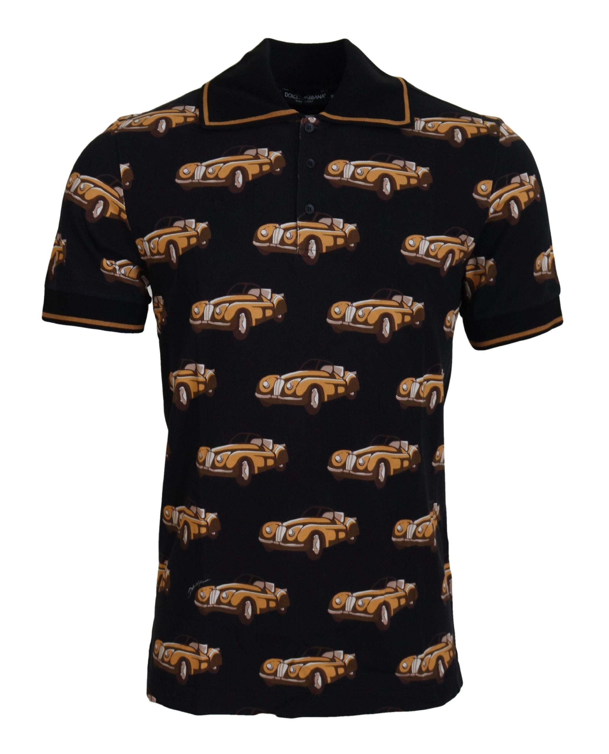 Polo Dolce &amp; Gabbana élégant à imprimé voiture noir