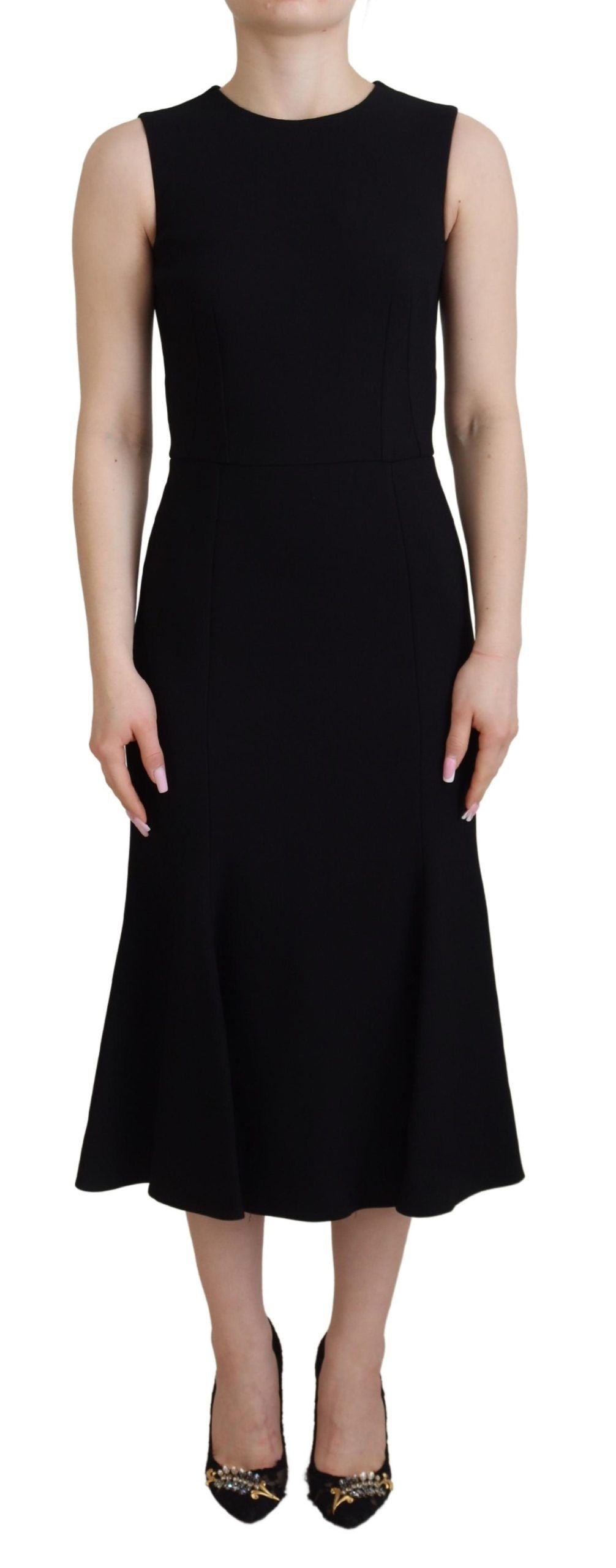 Robe fourreau noire élégante ajustée et évasée Dolce &amp; Gabbana