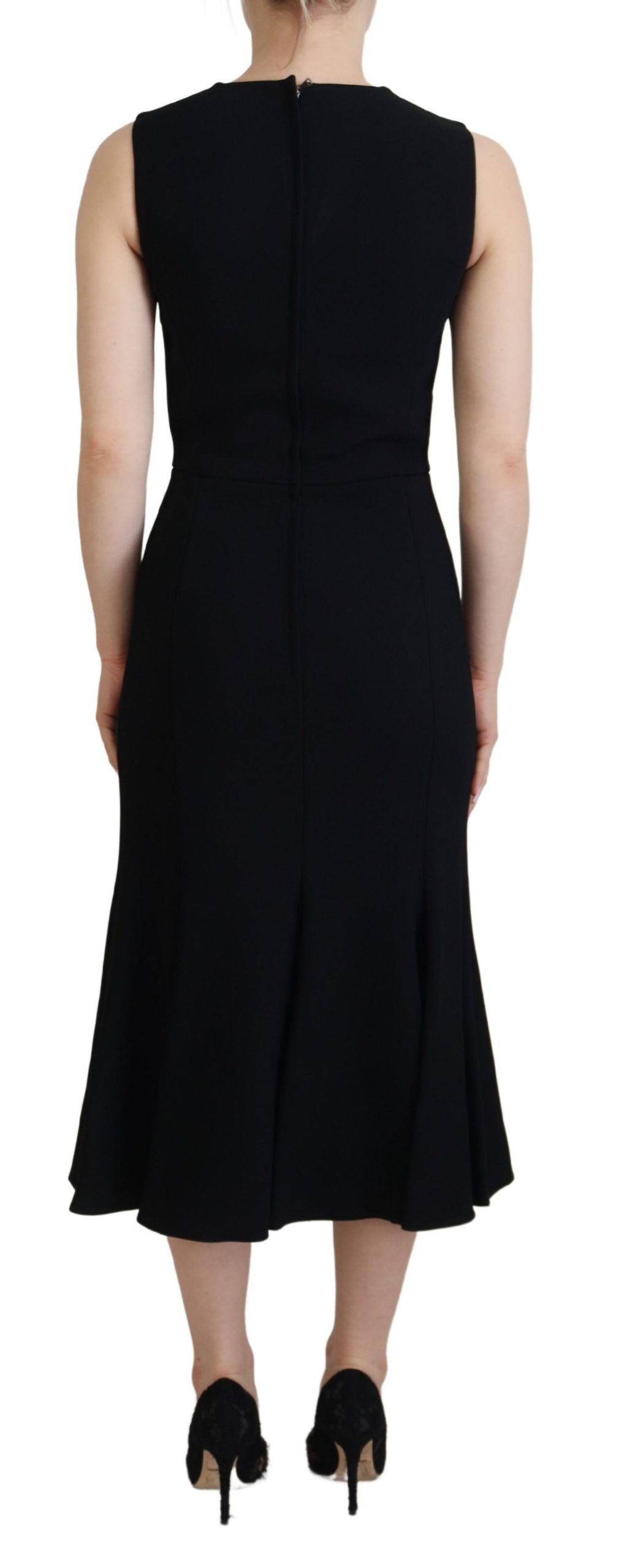 Robe fourreau noire élégante ajustée et évasée Dolce &amp; Gabbana