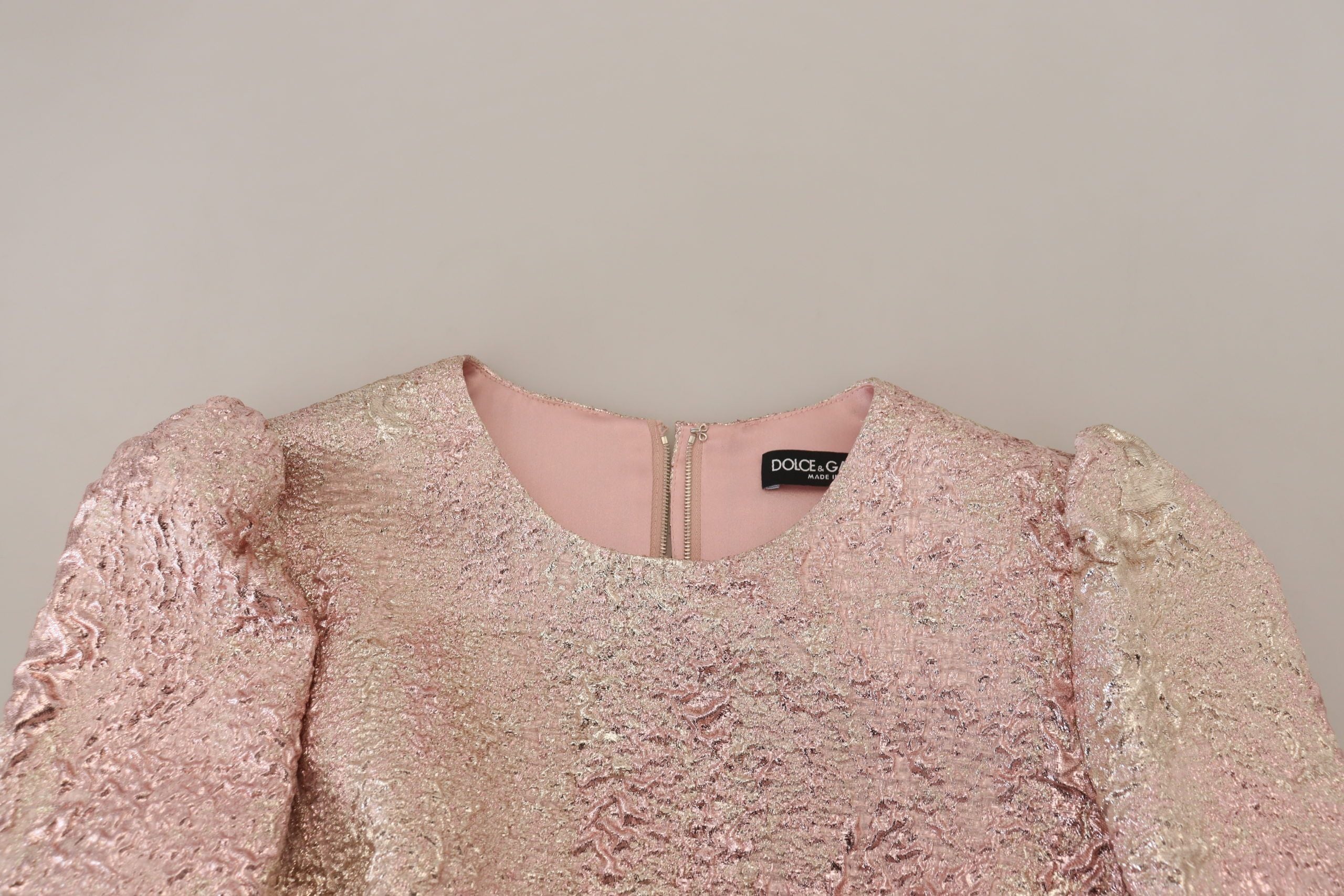 Robe fourreau mi-longue en jacquard rose à manches 3/4 Dolce &amp; Gabbana