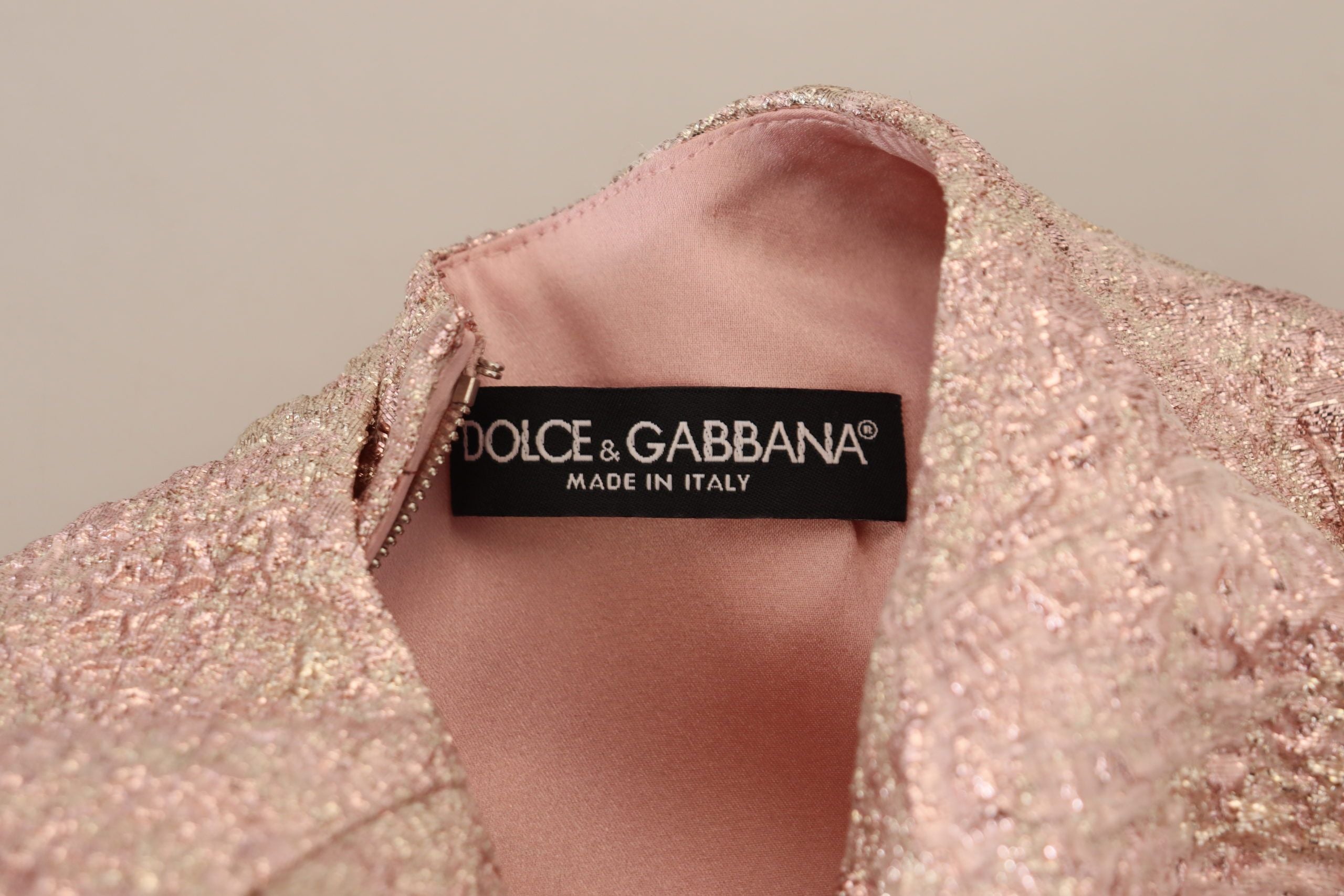 Robe fourreau mi-longue en jacquard rose à manches 3/4 Dolce &amp; Gabbana