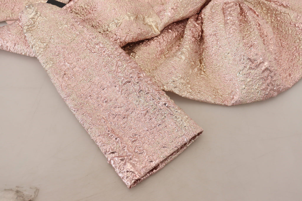 Robe fourreau mi-longue en jacquard rose à manches 3/4 Dolce &amp; Gabbana