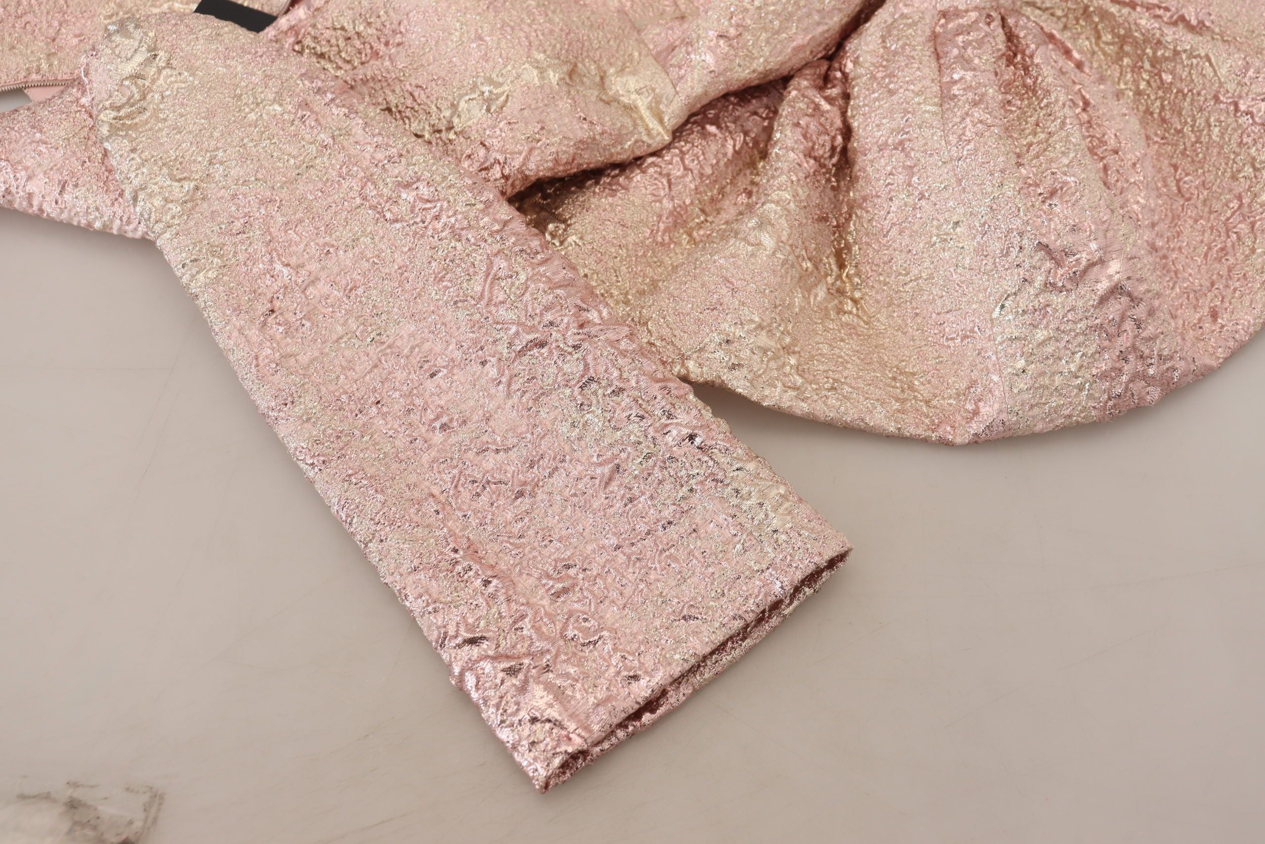 Robe fourreau mi-longue en jacquard rose à manches 3/4 Dolce &amp; Gabbana
