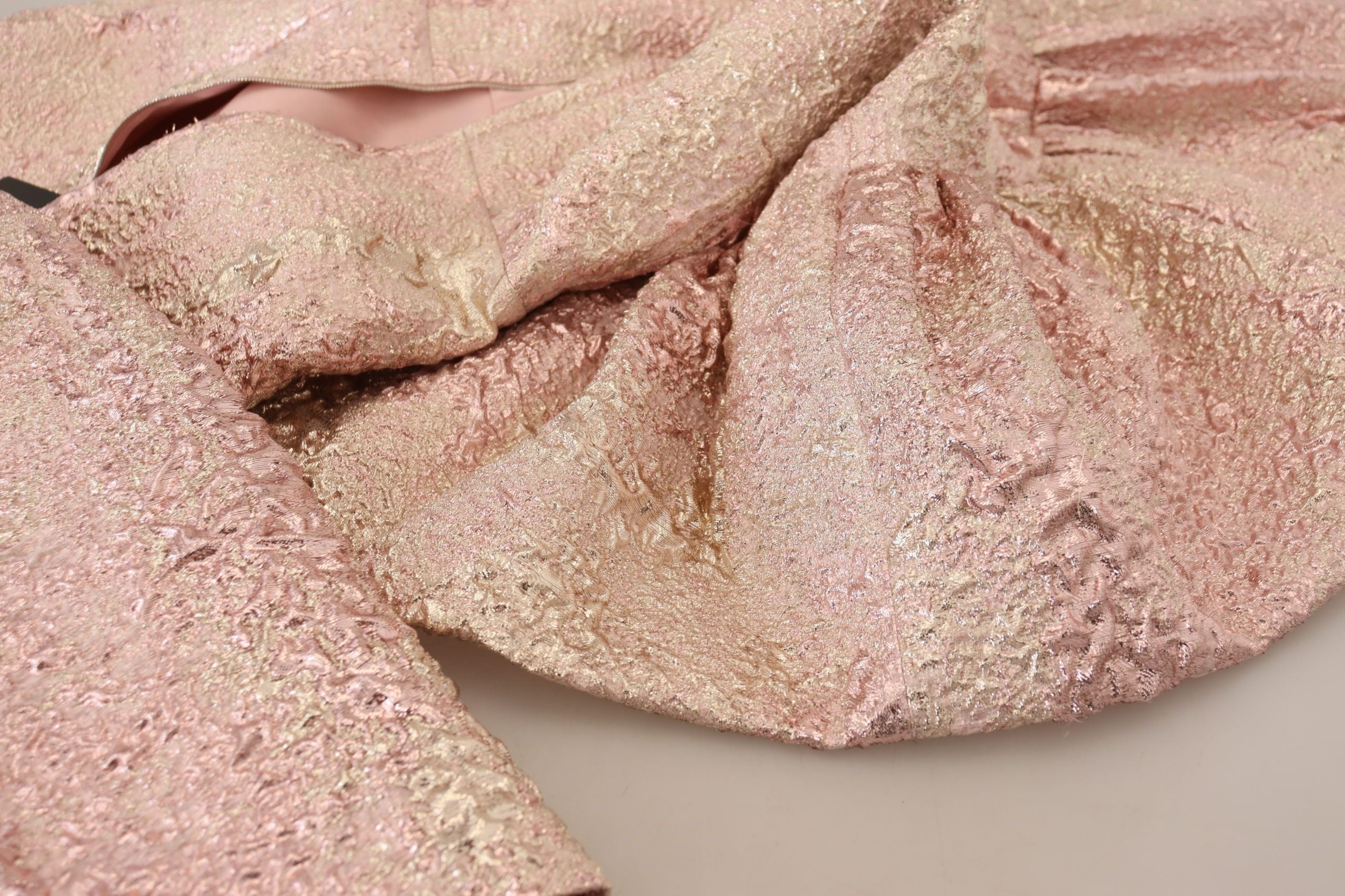 Robe fourreau mi-longue en jacquard rose à manches 3/4 Dolce &amp; Gabbana