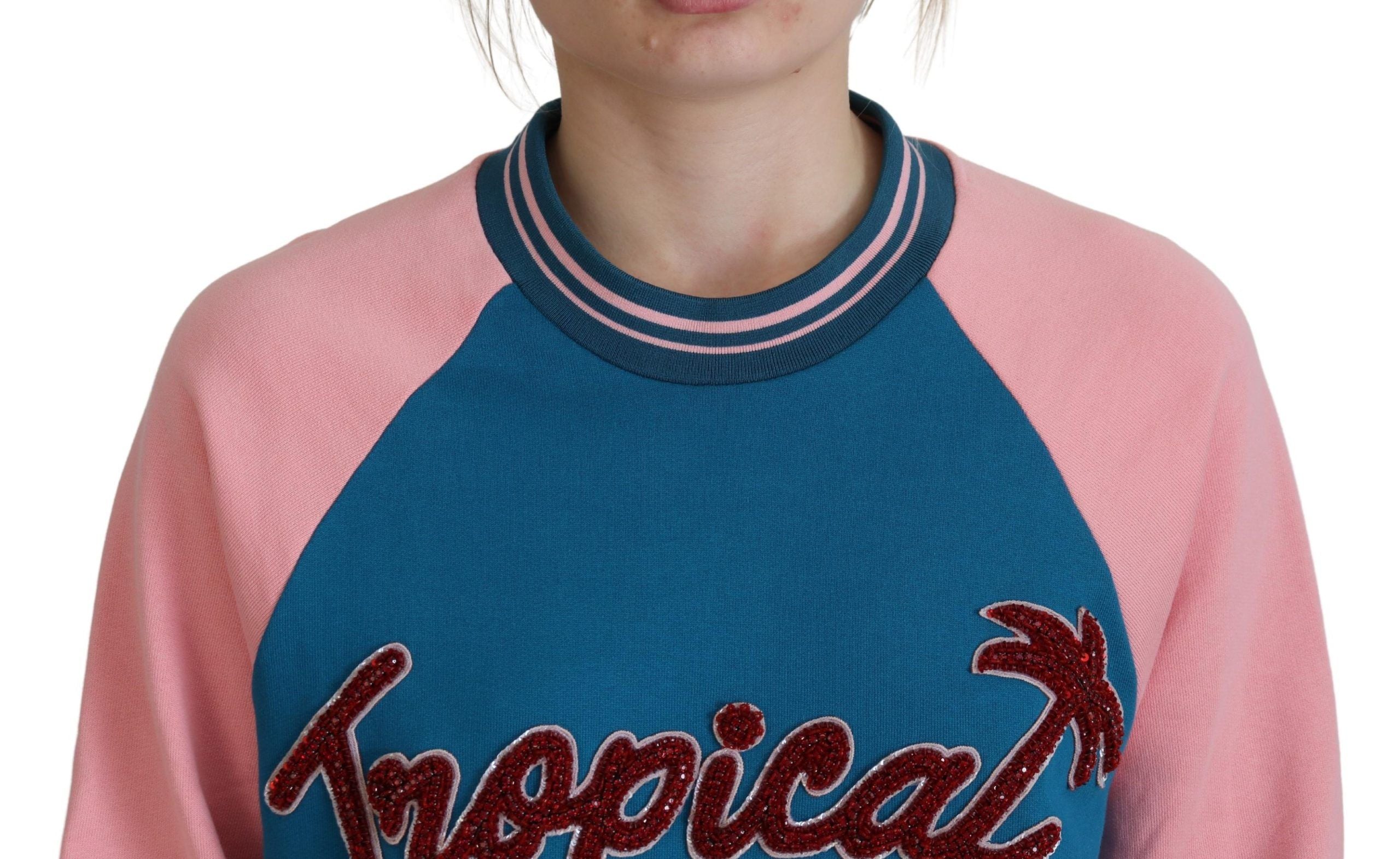 Dolce &amp; Gabbana Paillettenpullover „Tropical Queen“ aus Baumwolle