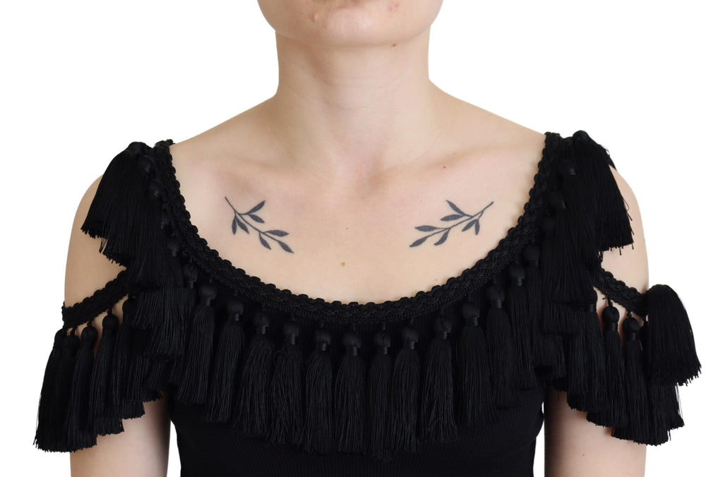 Dolce &amp; Gabbana Elegante schwarze Tanktop-Bluse aus Baumwolle