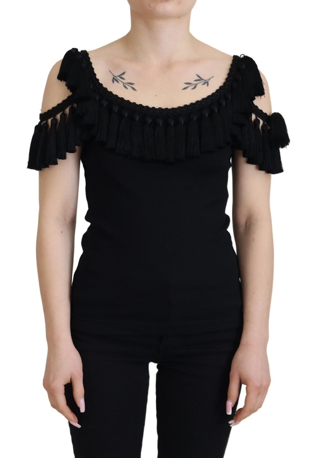 Dolce &amp; Gabbana Elegante schwarze Tanktop-Bluse aus Baumwolle