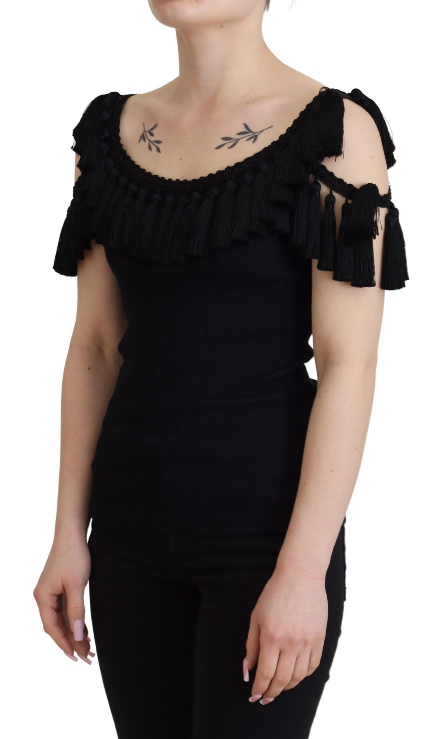 Dolce &amp; Gabbana Elegante schwarze Tanktop-Bluse aus Baumwolle