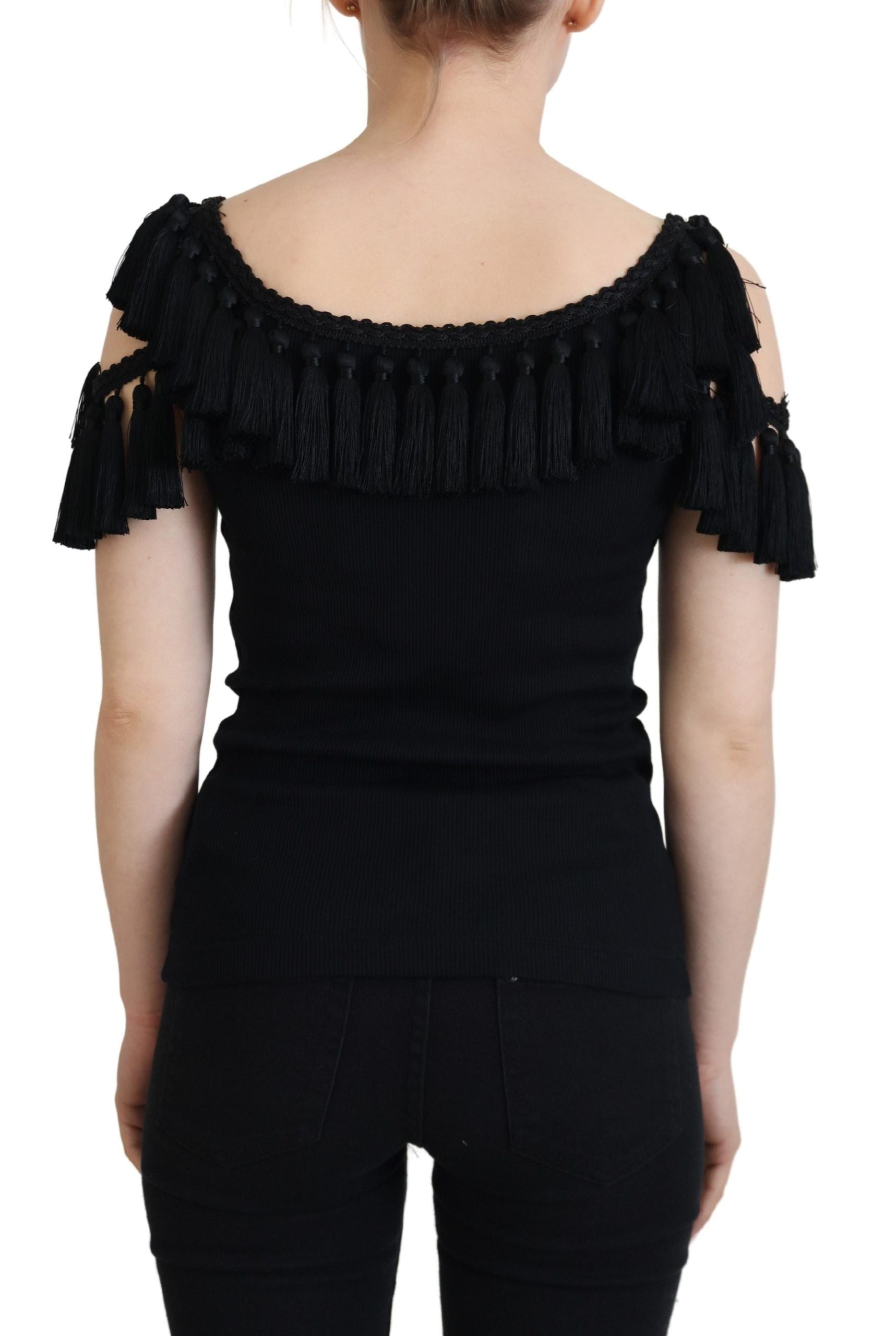 Dolce &amp; Gabbana Elegante schwarze Tanktop-Bluse aus Baumwolle