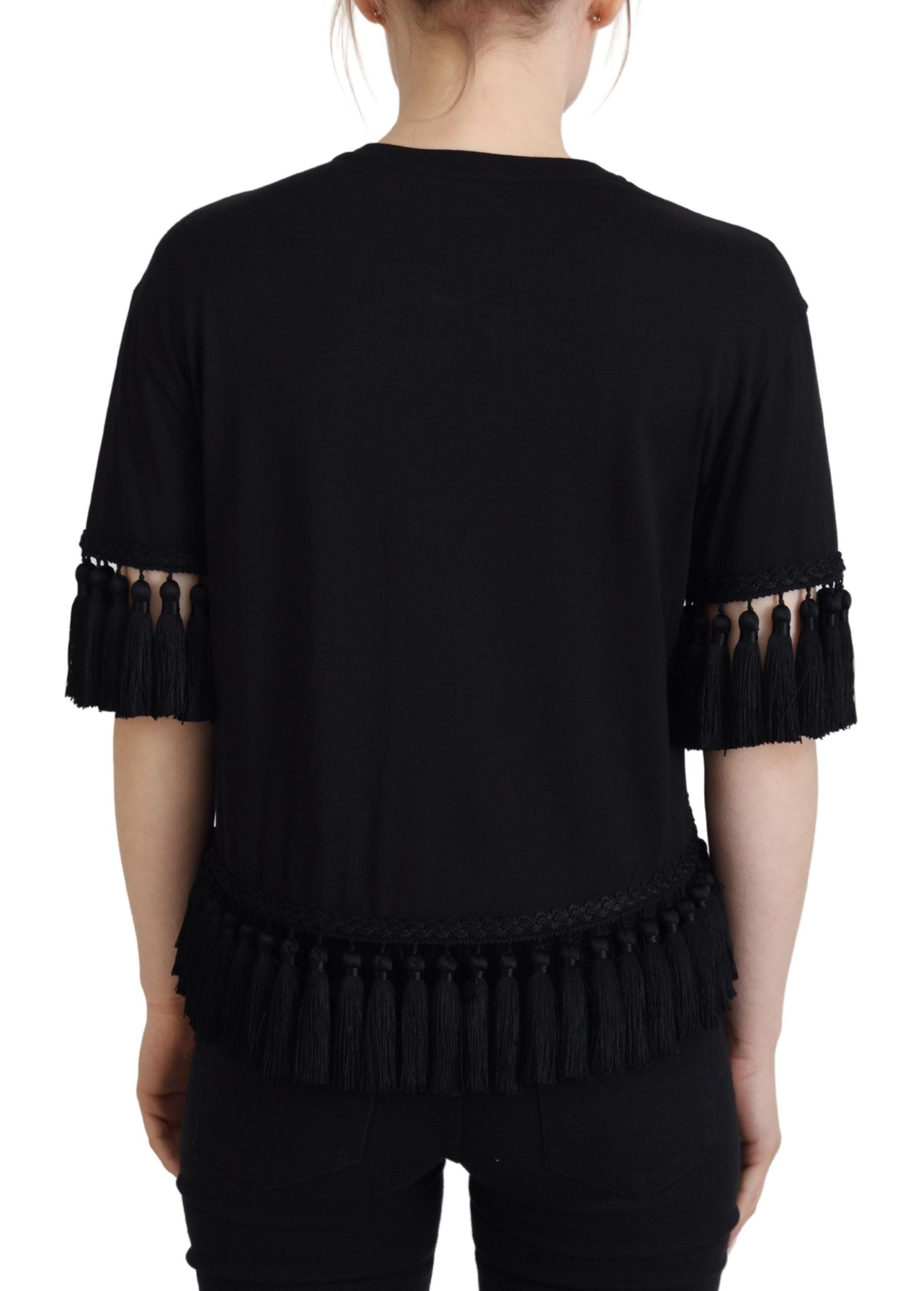 Dolce &amp; Gabbana Elegantes schwarzes Kurzarm-T-Shirt aus Baumwolle