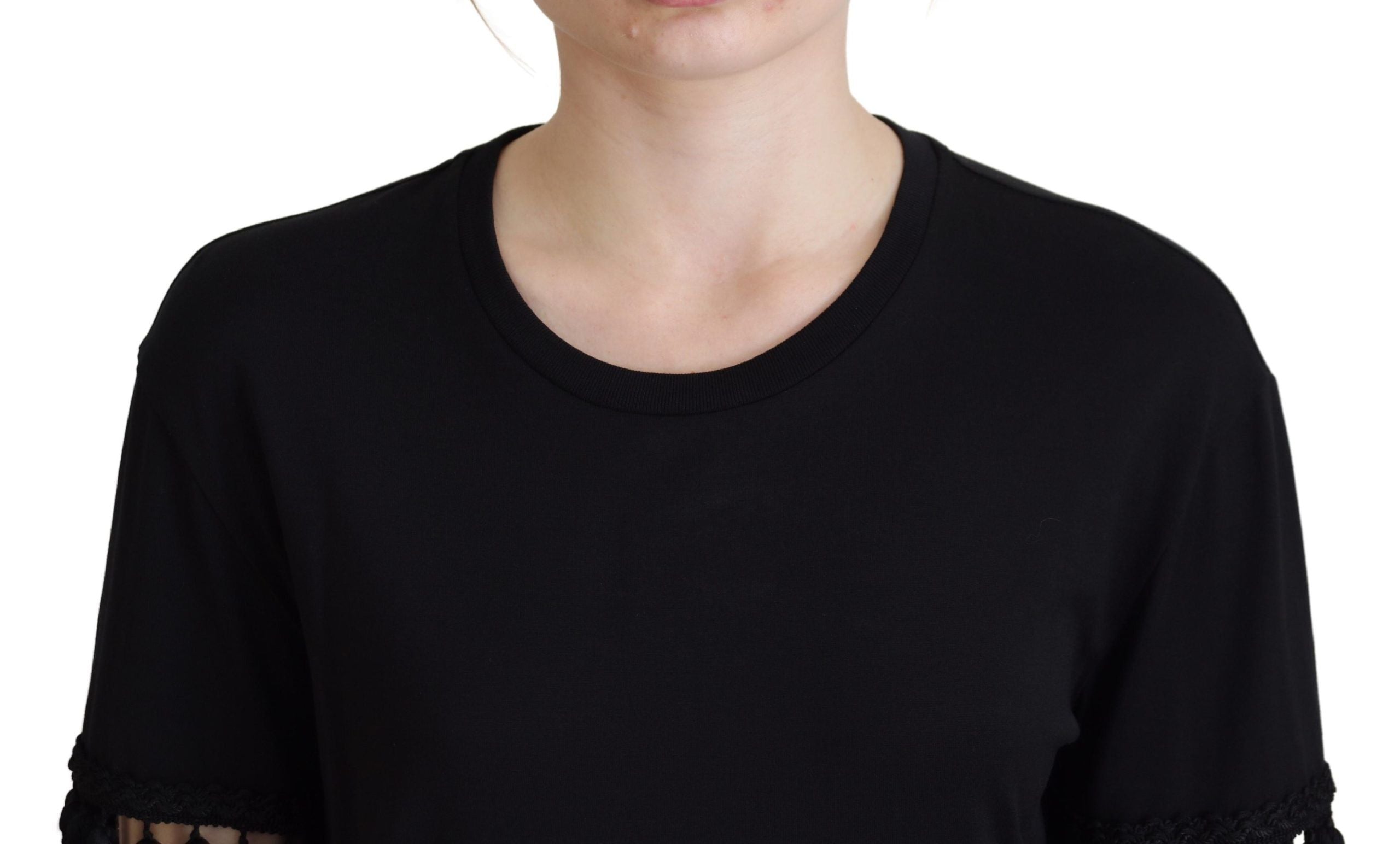 Dolce &amp; Gabbana Elegantes schwarzes Kurzarm-T-Shirt aus Baumwolle