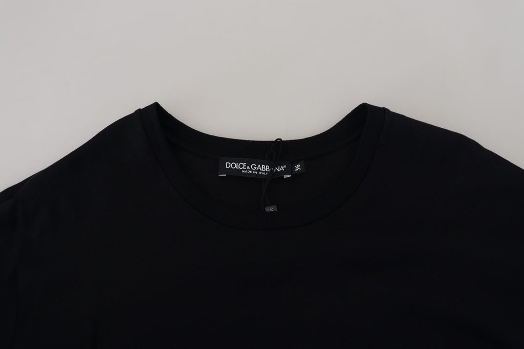 Dolce &amp; Gabbana Elegantes schwarzes Kurzarm-T-Shirt aus Baumwolle